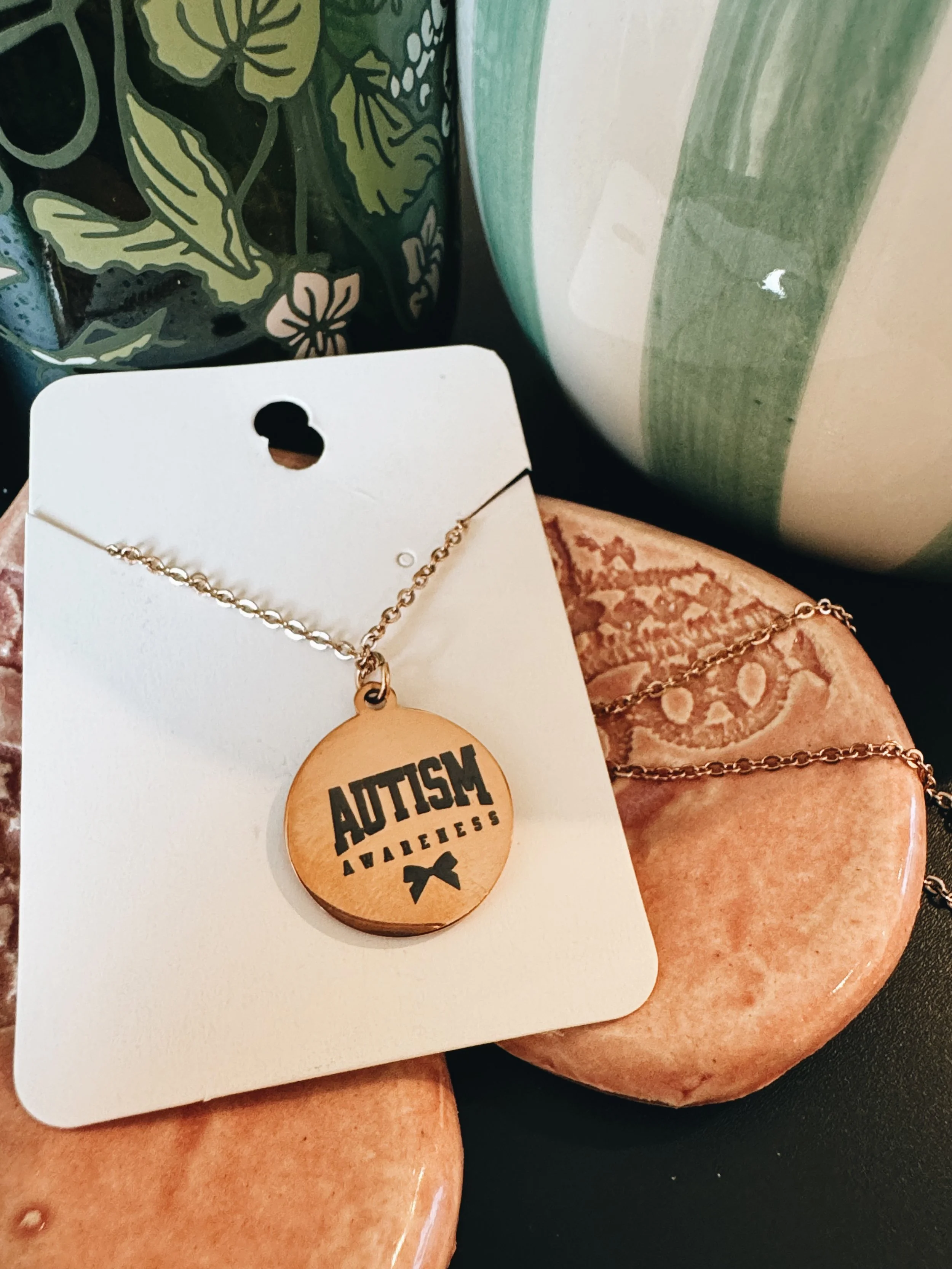 autism support necklace rose gold