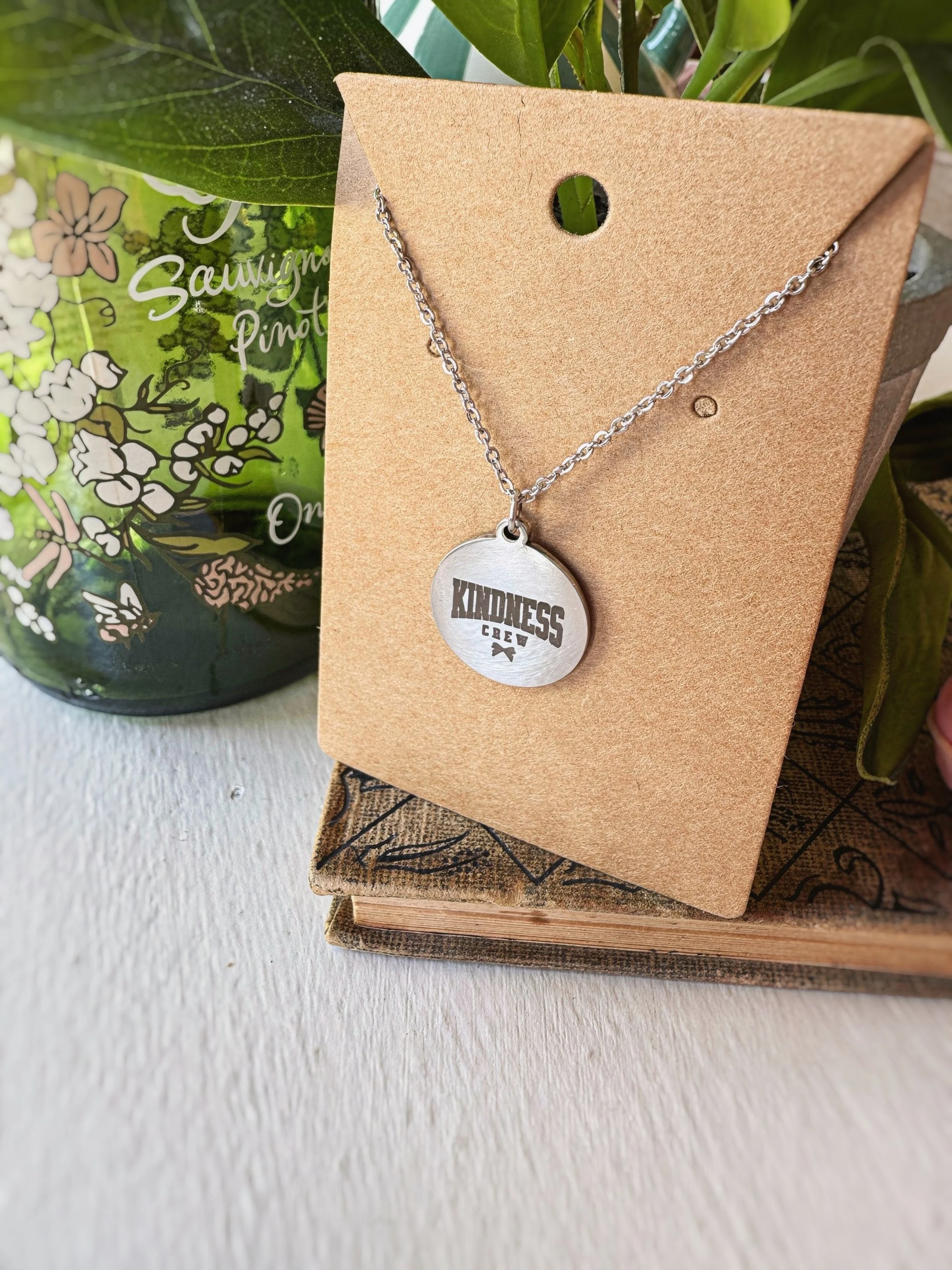kindness crew engraved necklace