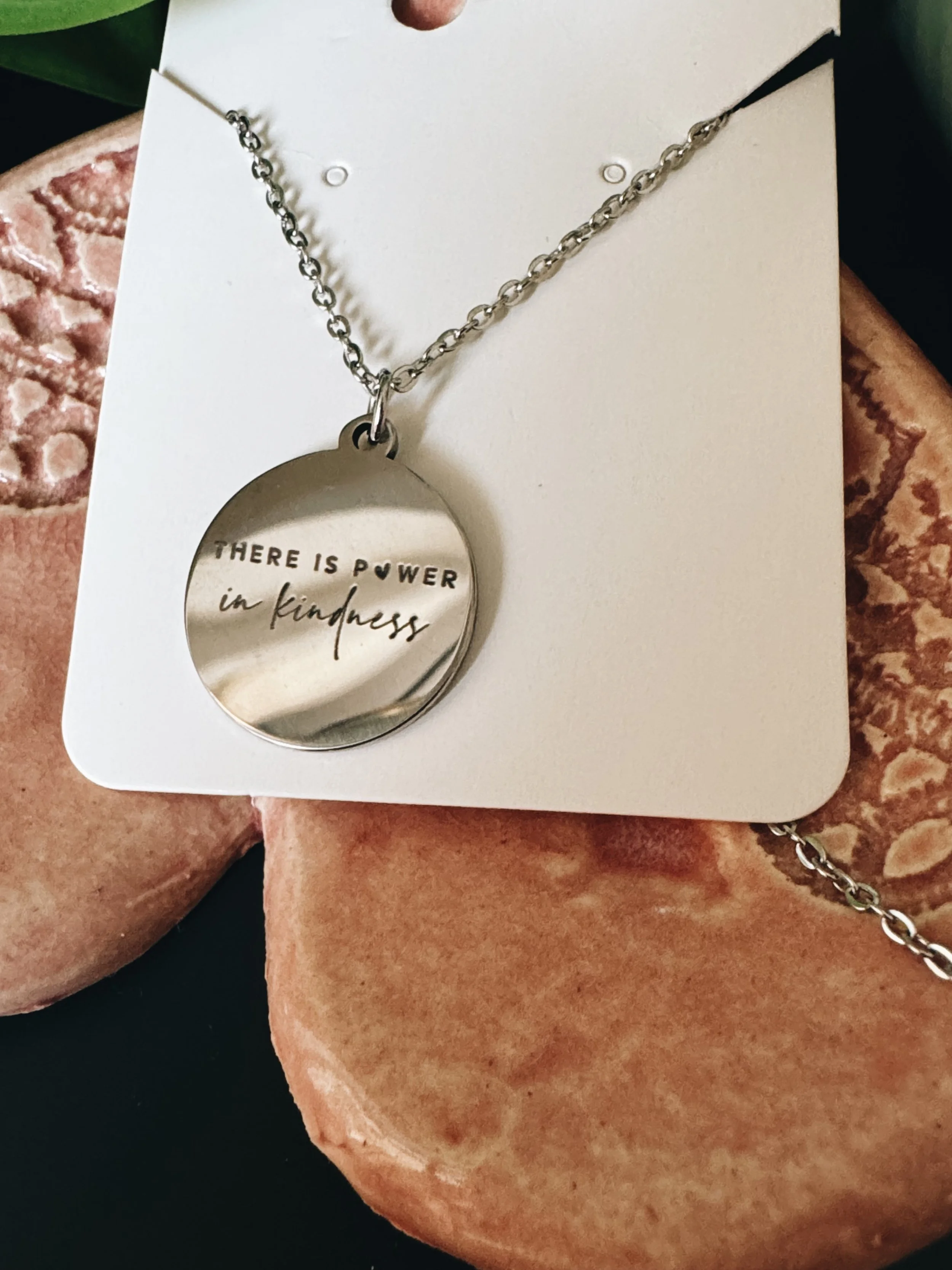 there is power in kindness necklace silver