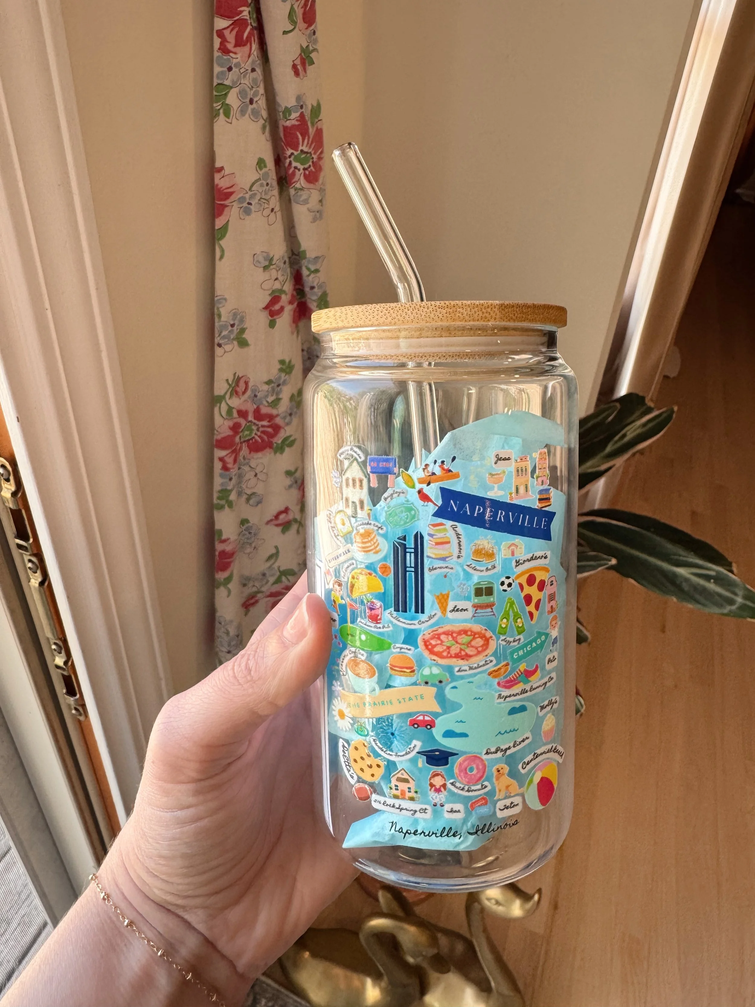 Naperville Map Glass Latte Cup