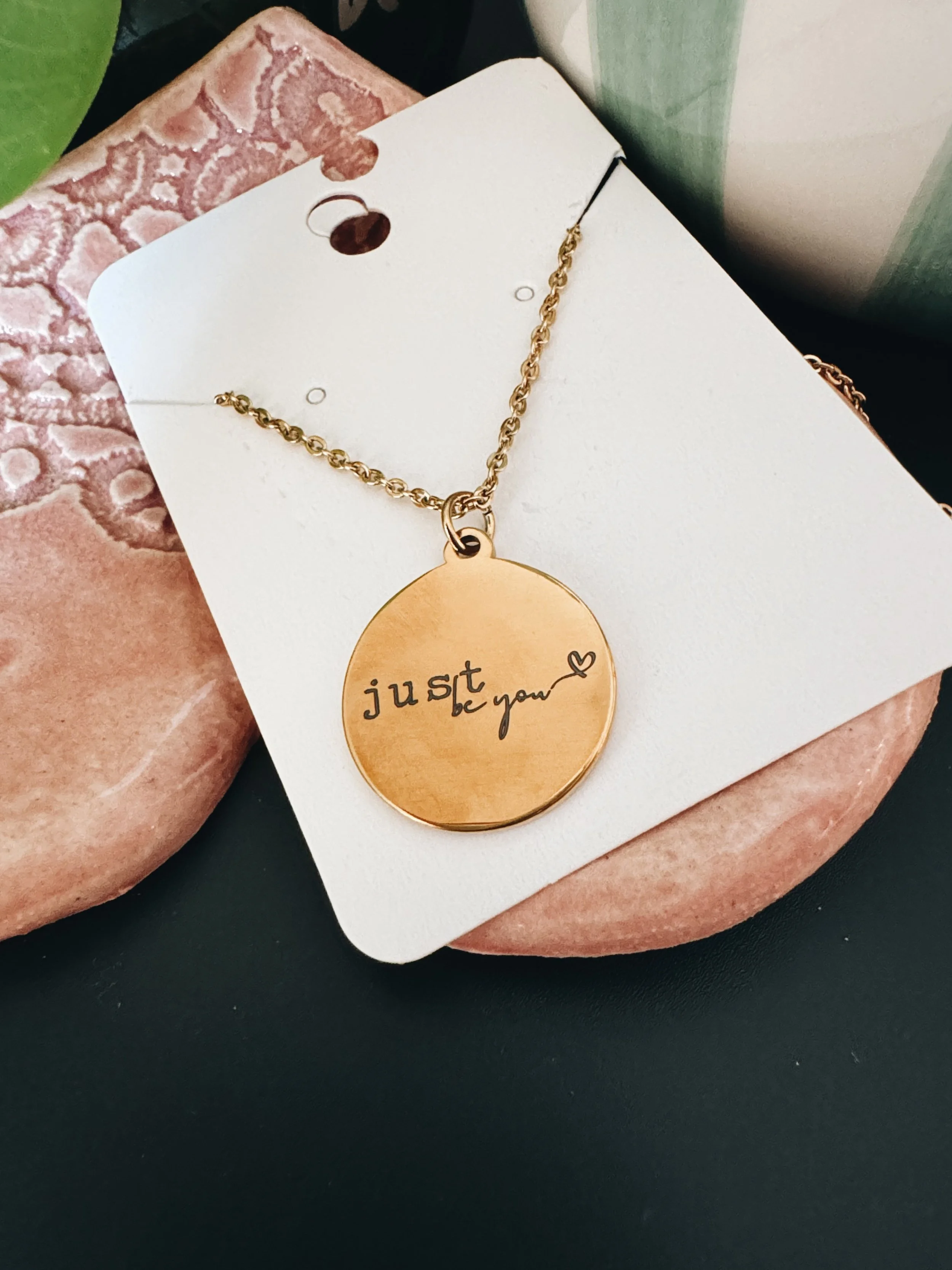 just be you engraved necklace silver gold rose gold