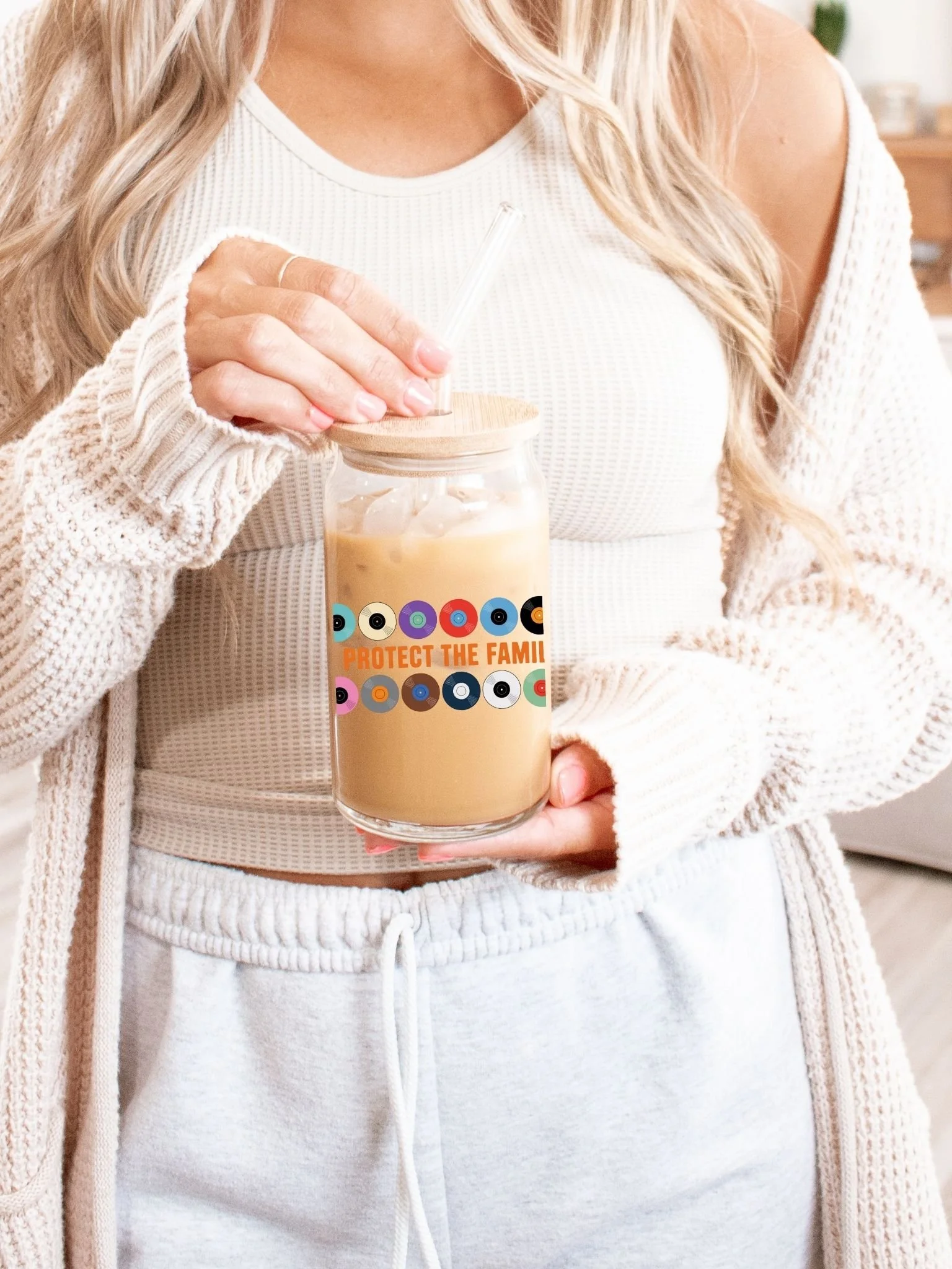 lyric inspired iced coffee glass