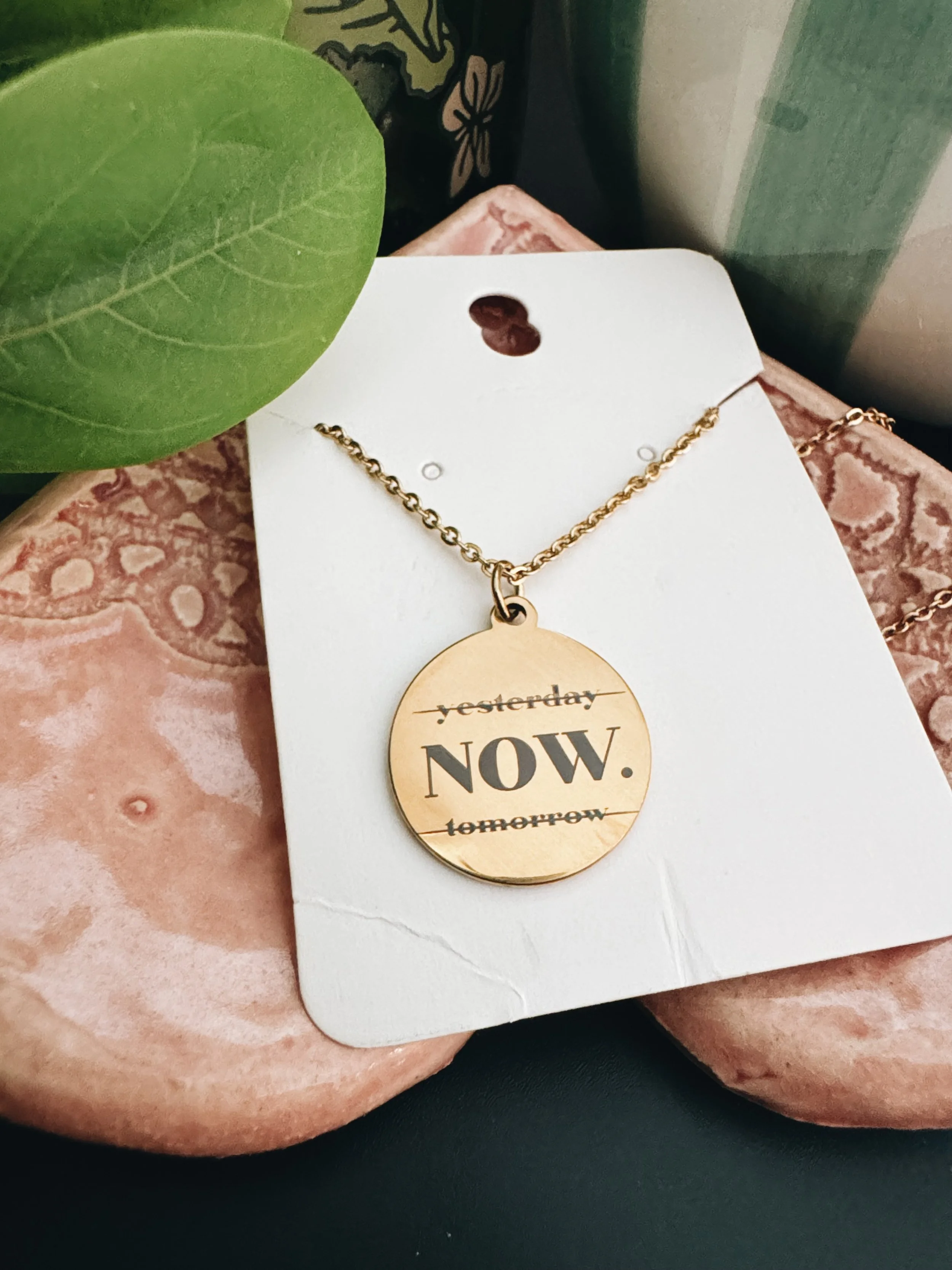 mindfulness message necklace gold