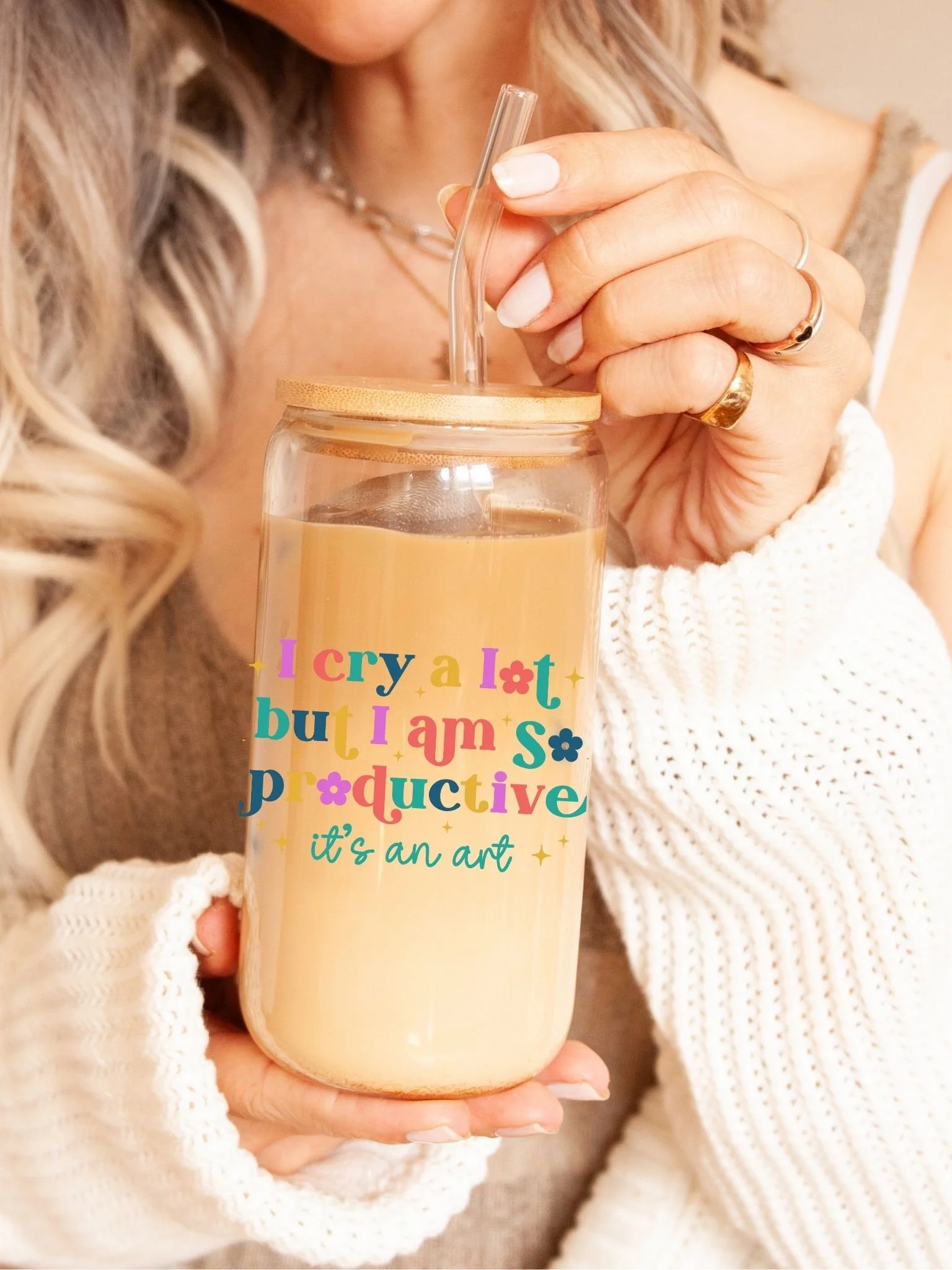 era inspired lyric glass latte cup