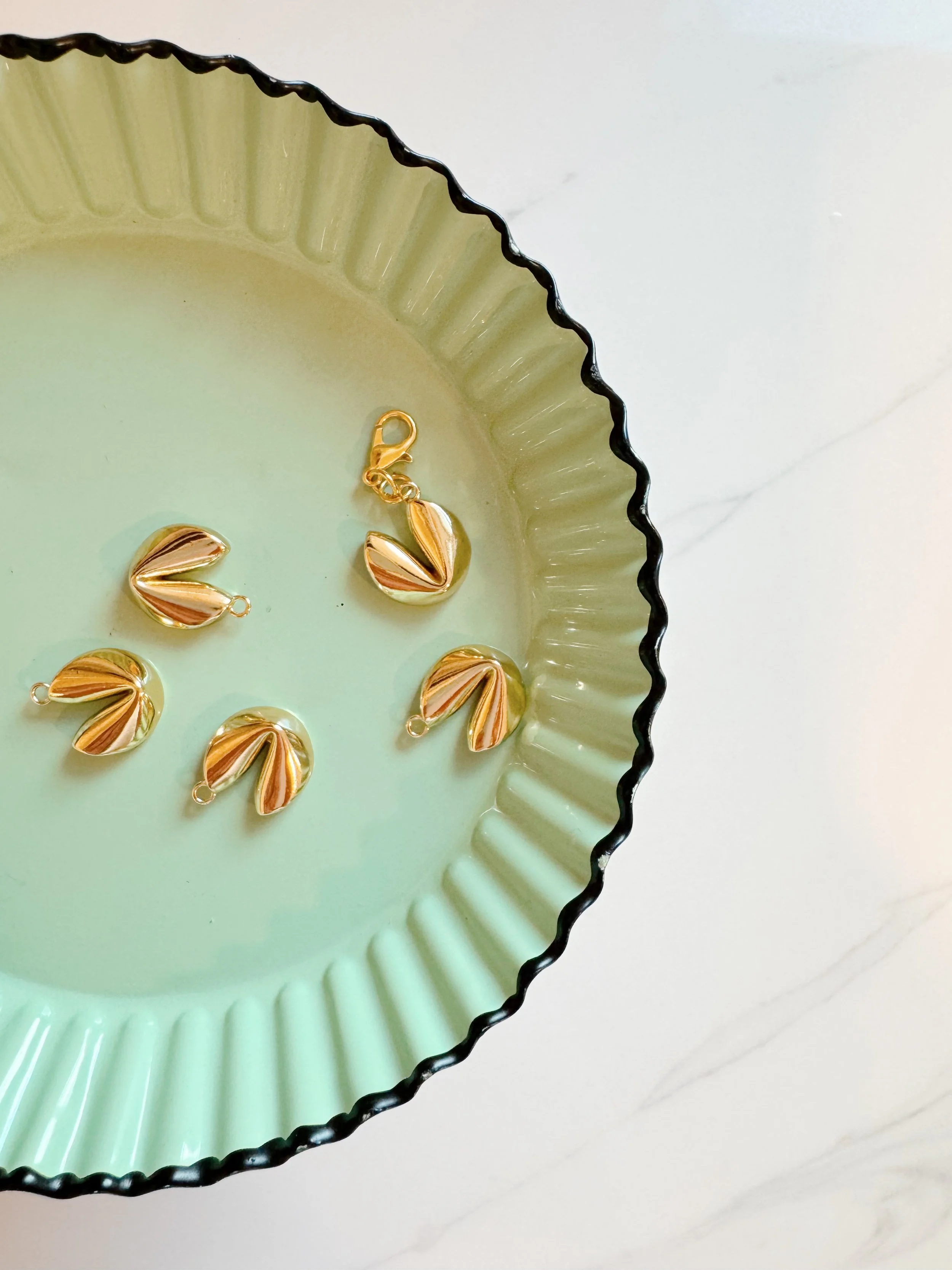 Gold Fortune Cookie Clip-On Charm