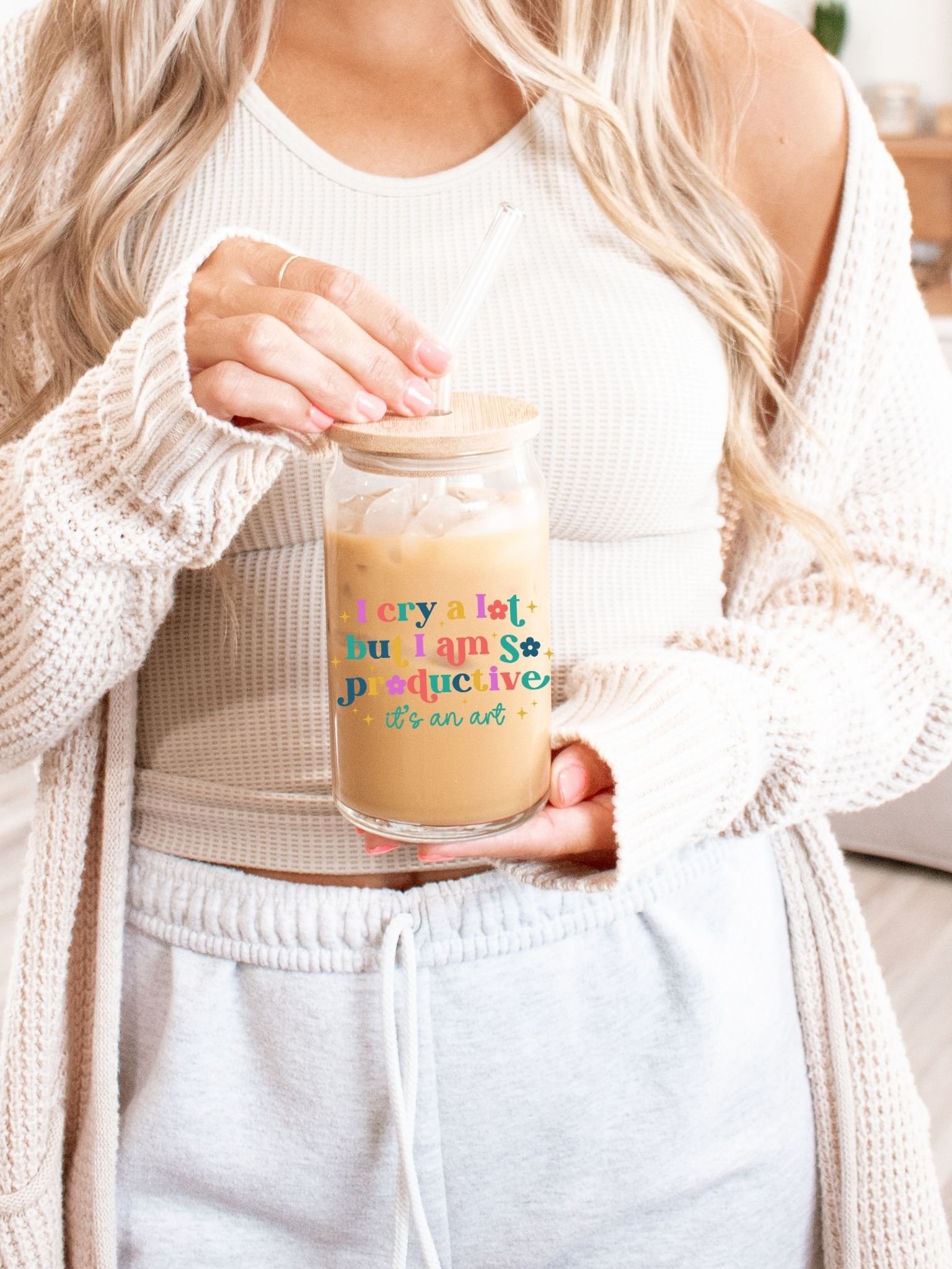 era inspired lyric glass latte cup