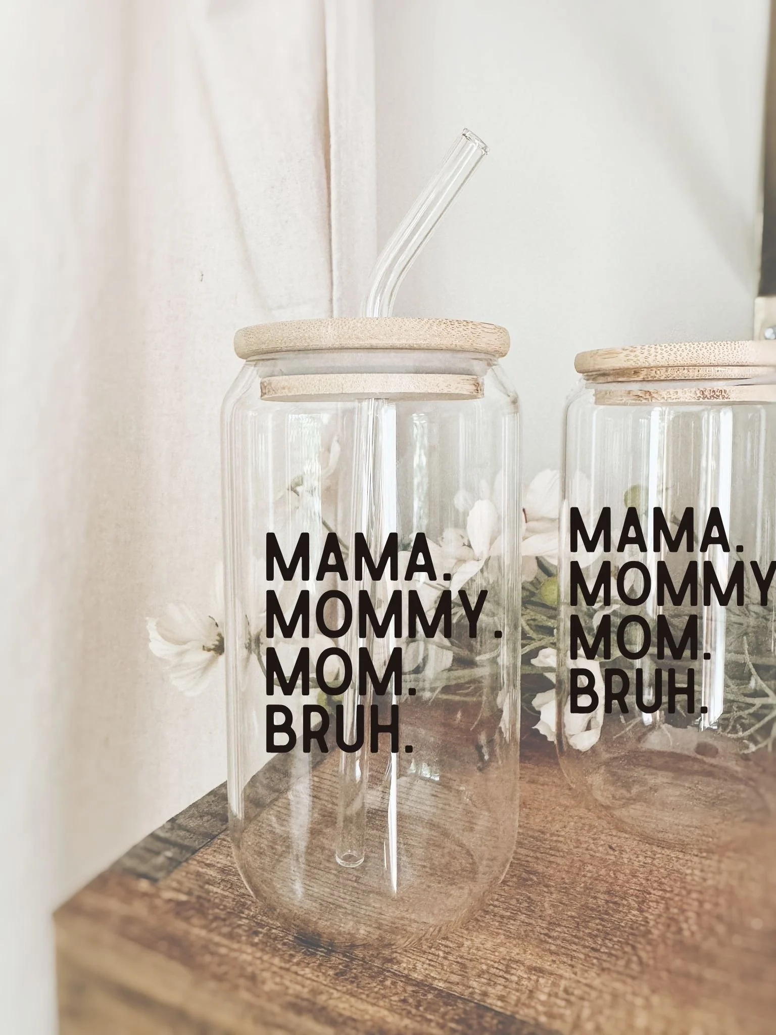 funny mom glass latte cup