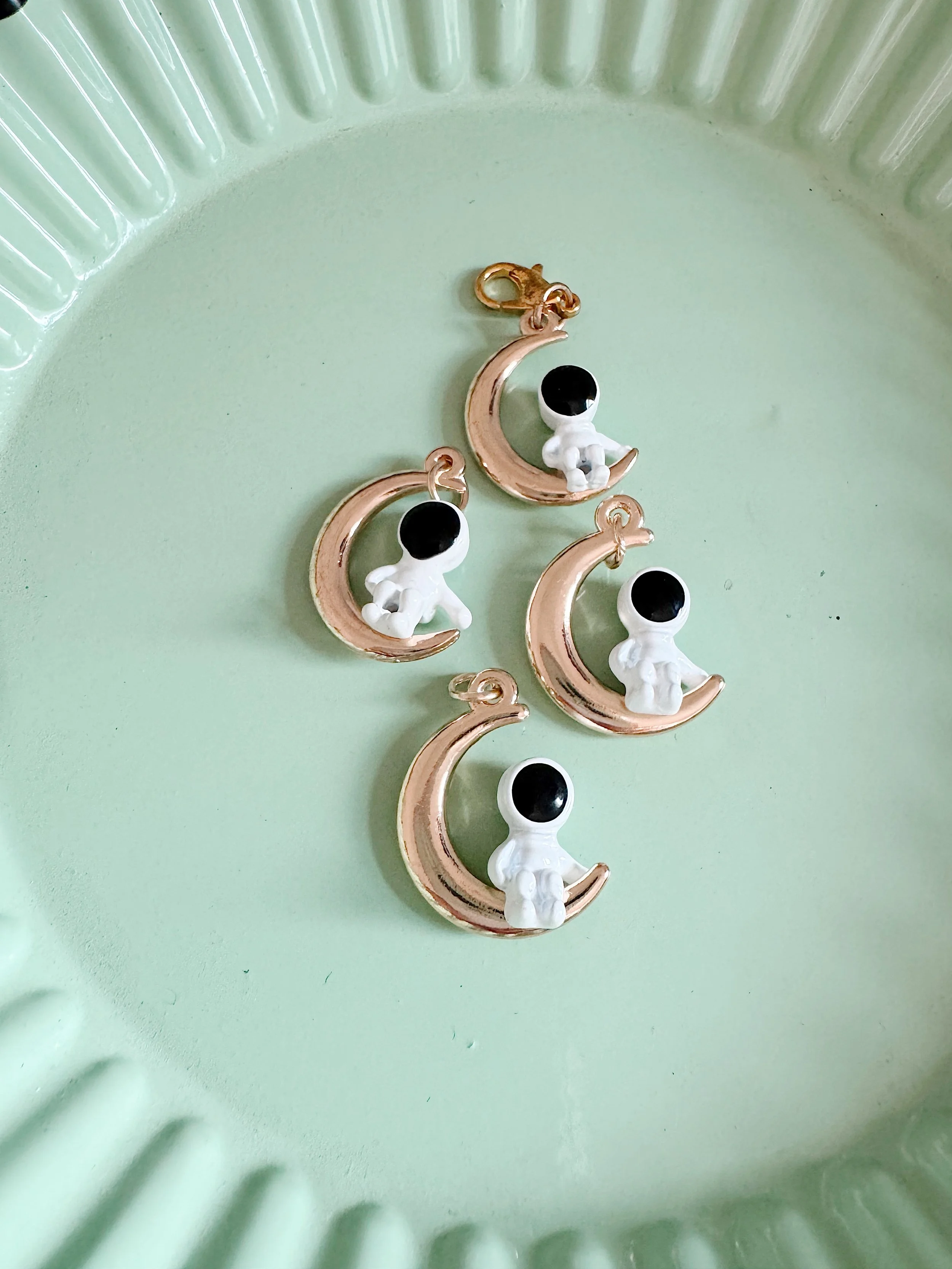Gold Moon Astronaut Clip-On Charm