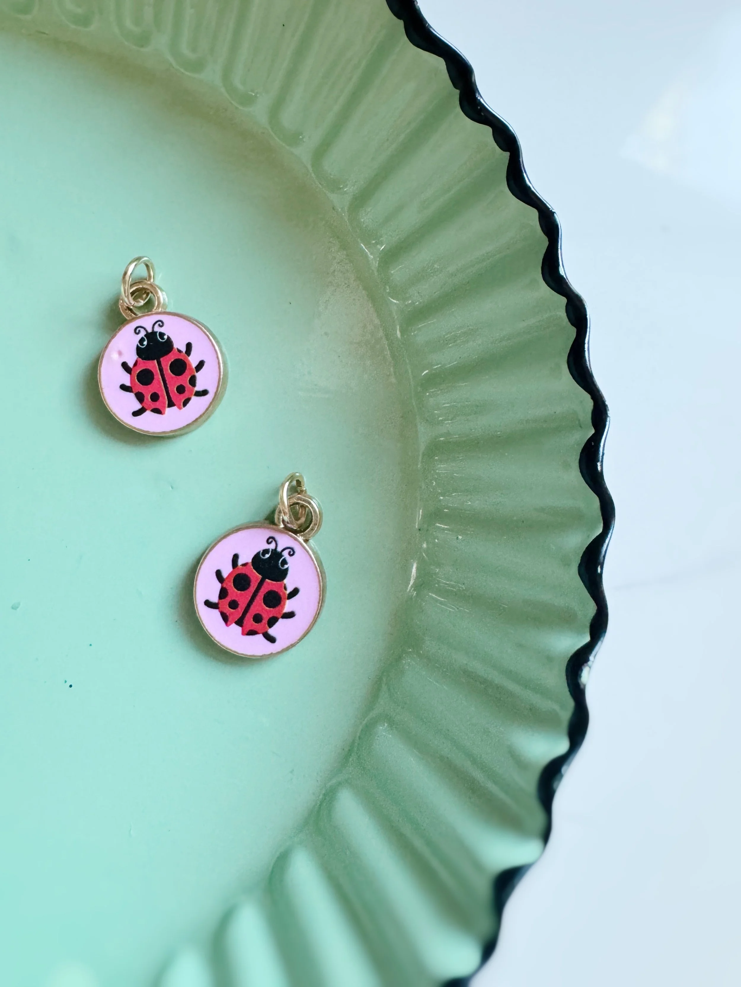 Pink and Red Ladybug Clip-On Charm