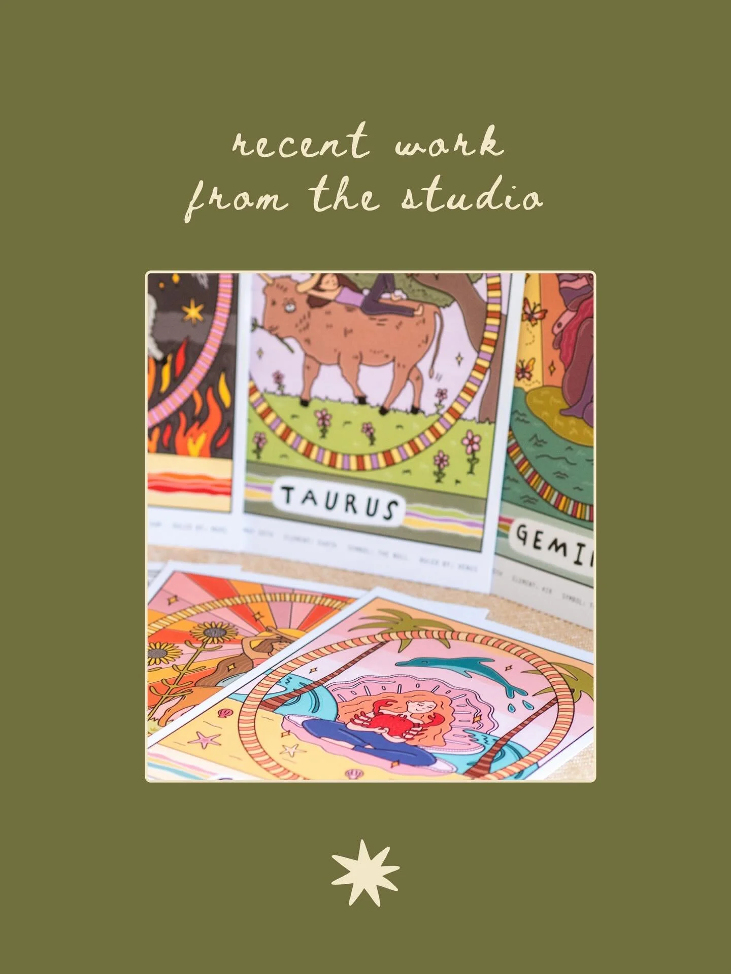 a little look at something i&rsquo;ve been working on!

&lsquo;the zodiac sisters&rsquo; - an illustration series exploring symbolism &amp; self-expression through a playful, feminine lens

each character is designed to hold its own personality, ener