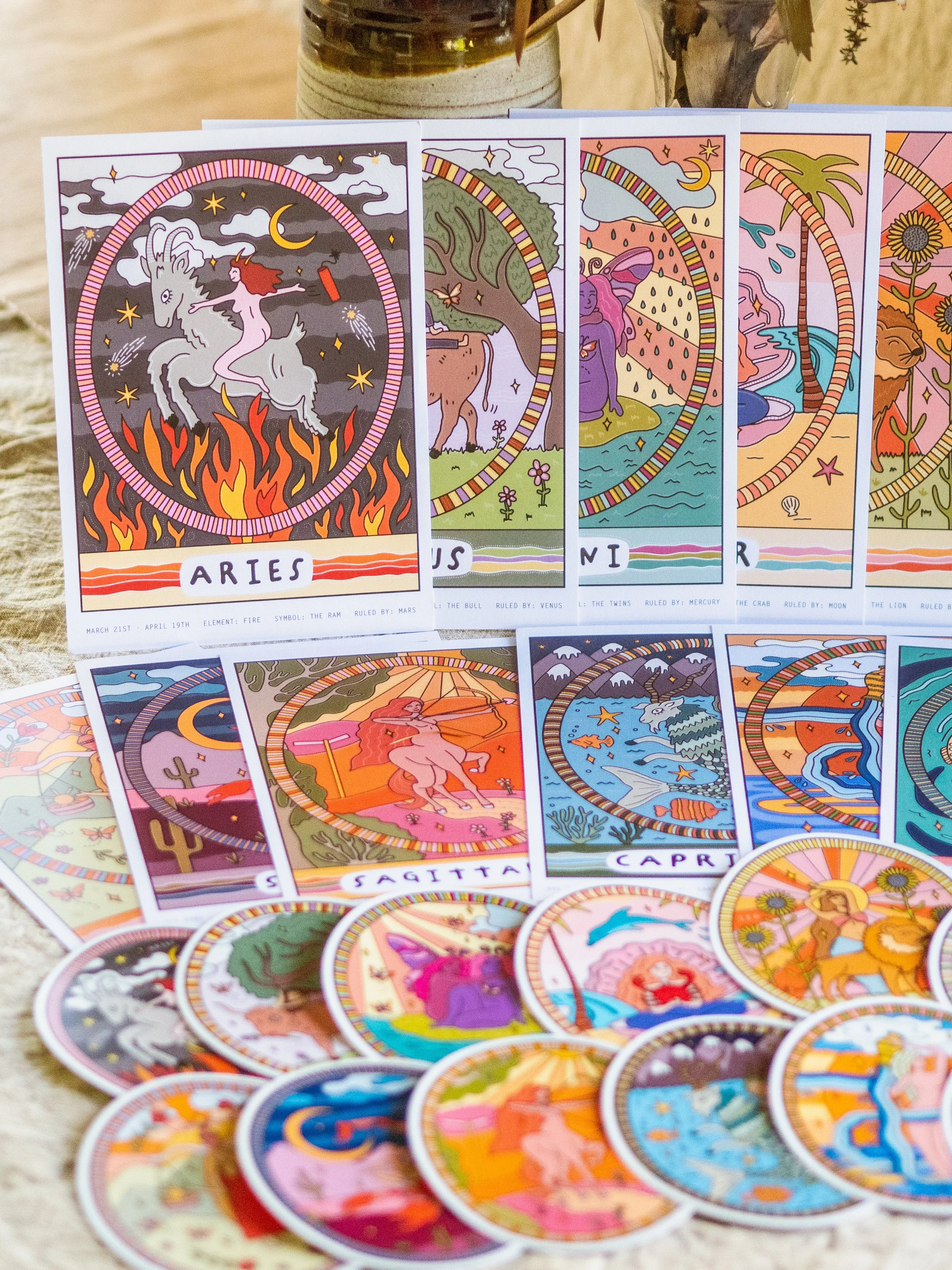 'the zodiac sisters' print & sticker sets