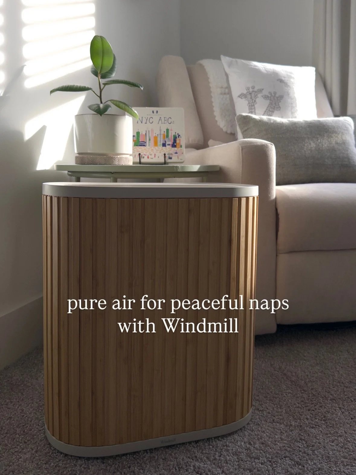 Keeping Reece&rsquo;s nursery fresh and peaceful with @windmillair ✨ ultra quiet (aka baby nap&ndash;approved) and super effective at cleaning the air, it helps manage those little everyday odors &mdash; without looking like an eyesore in the corner 