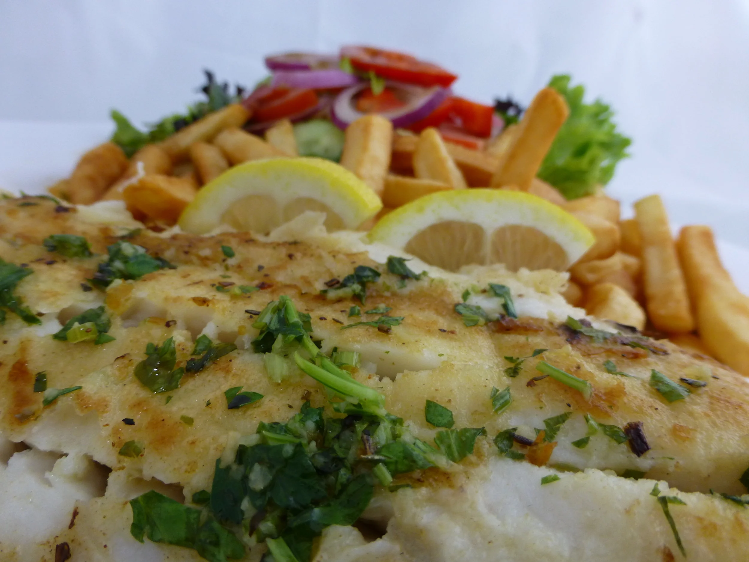 House Fish, chips and salad