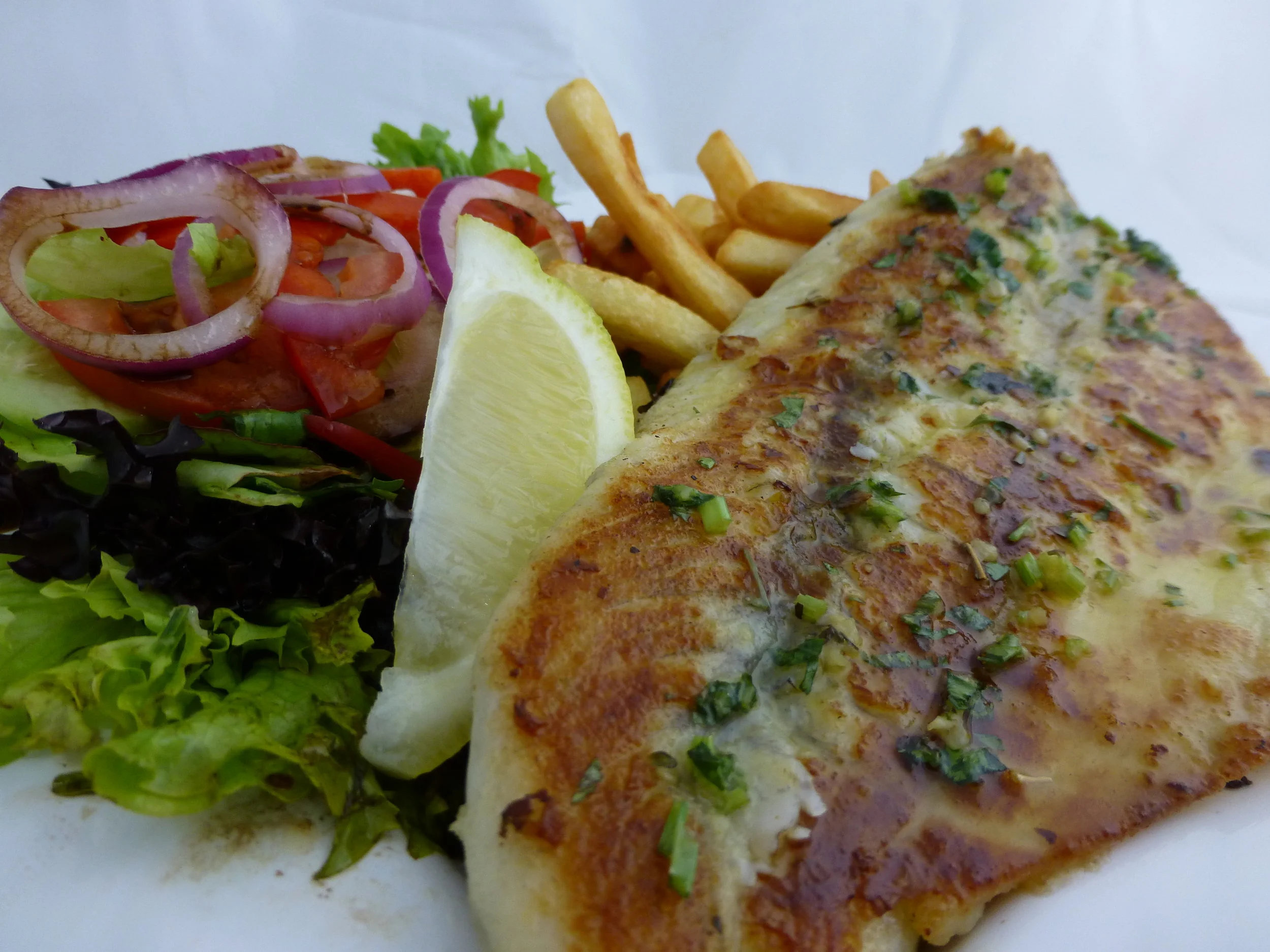 Your choice of fish with chips and salad