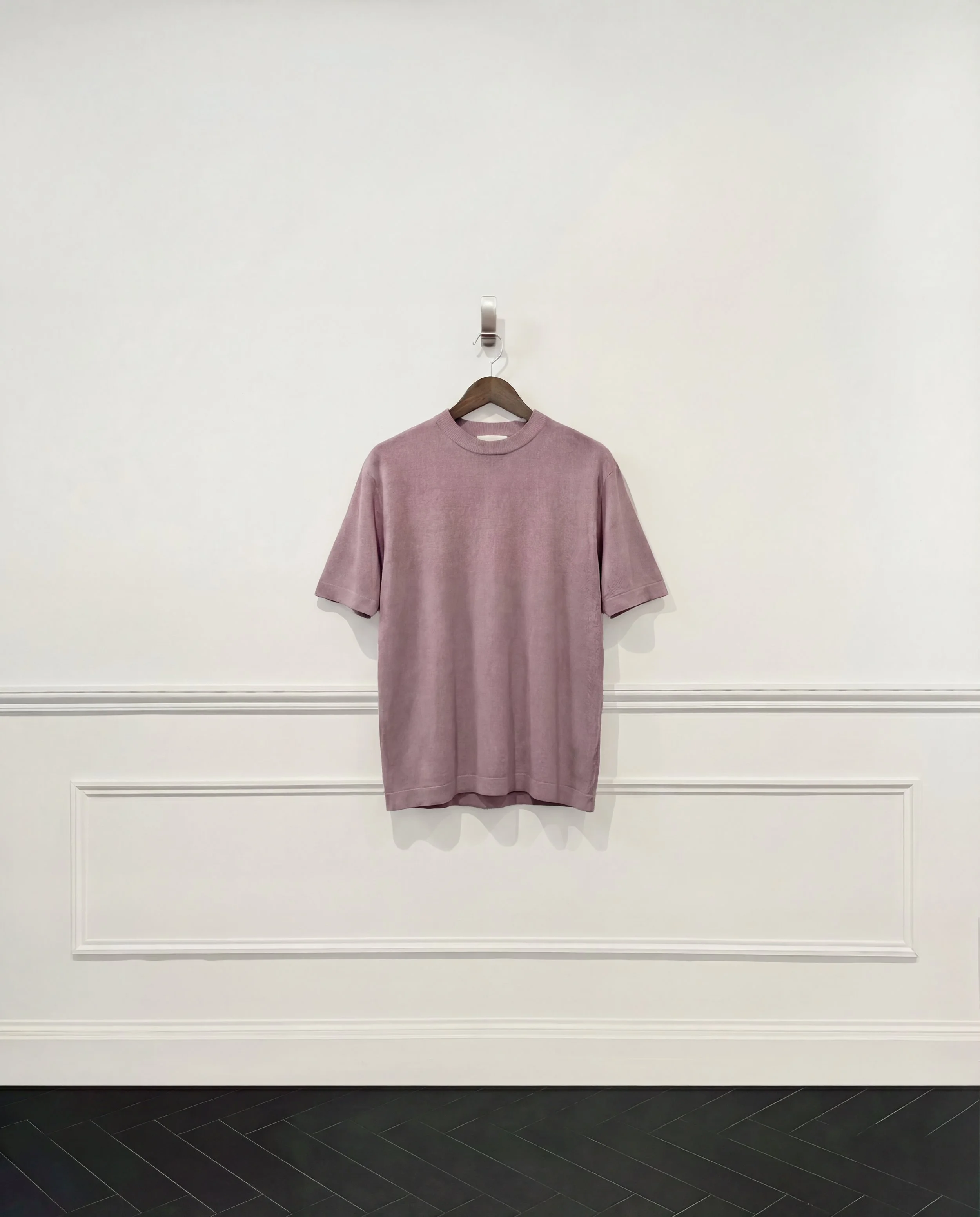 T-shirt en laine rose fumé