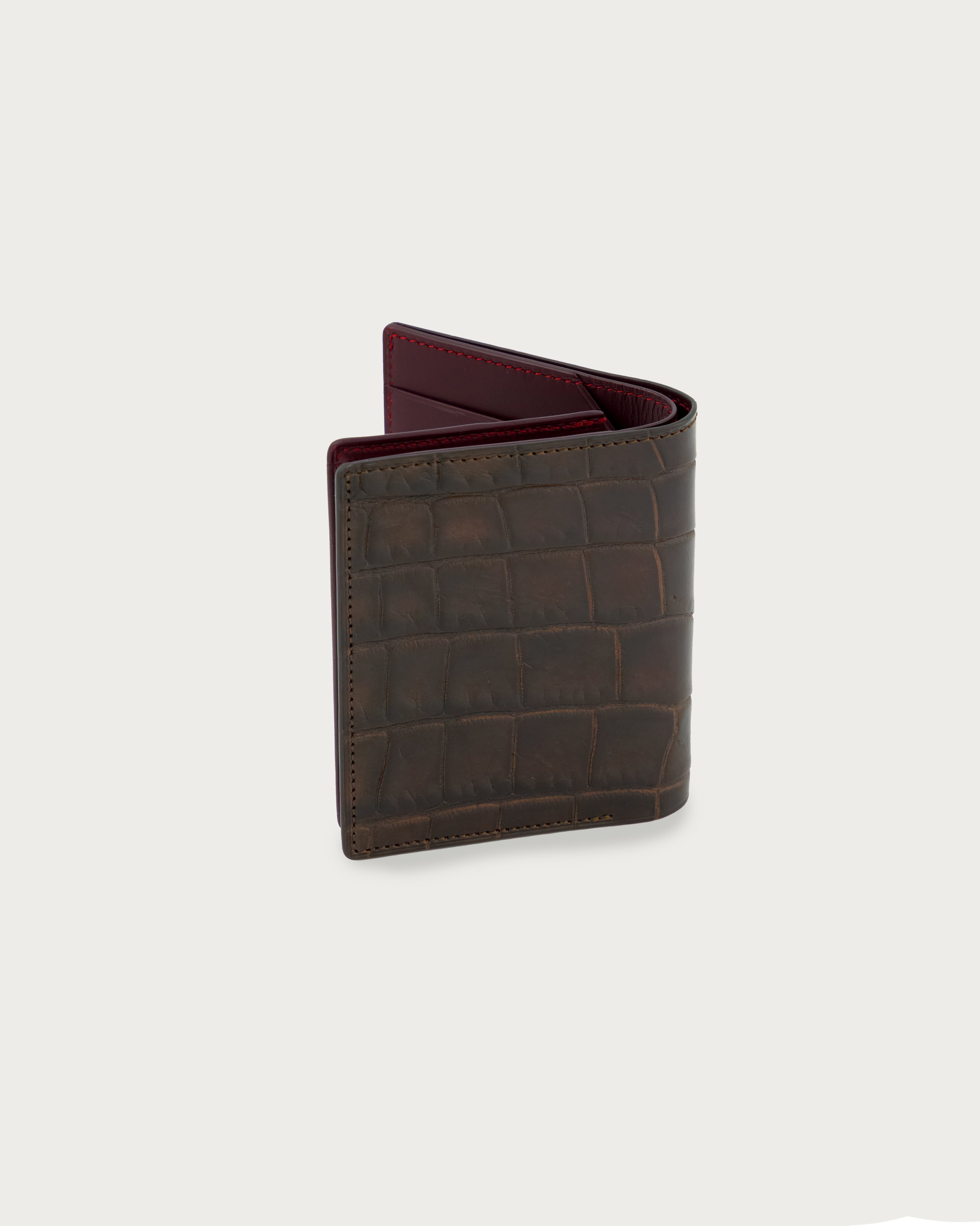 Portefeuilles en cuir précieux marron et bordeaux