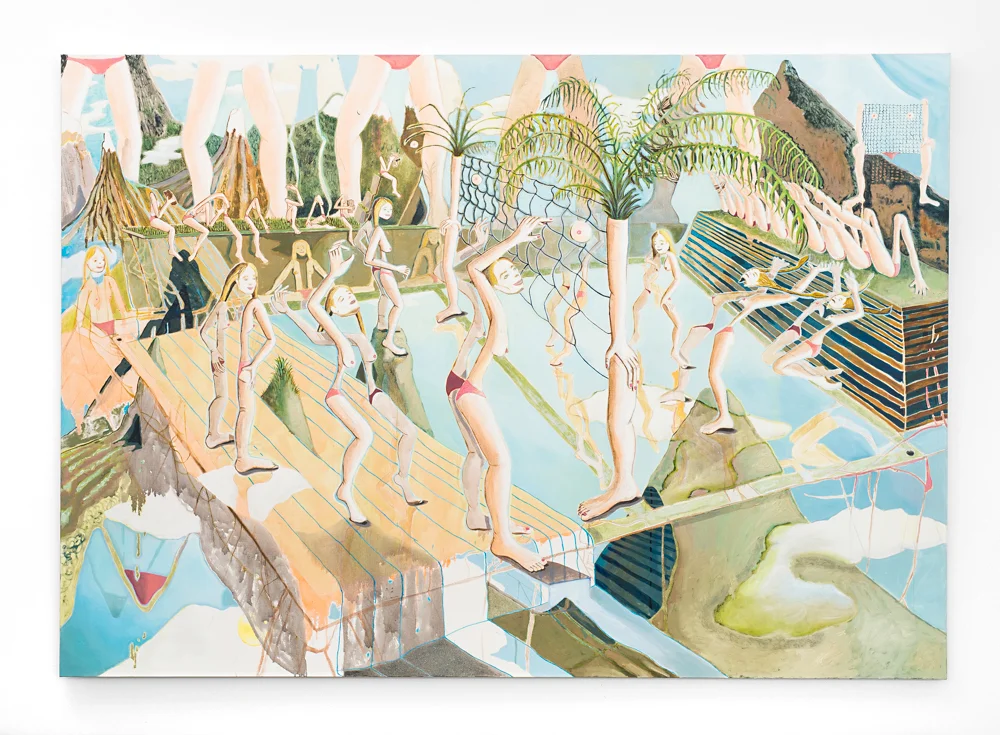 Marlene Steyn, Sis Versus Sisters , 2017, Oil and Mixed Media on Canvas, 190 x 277 cm