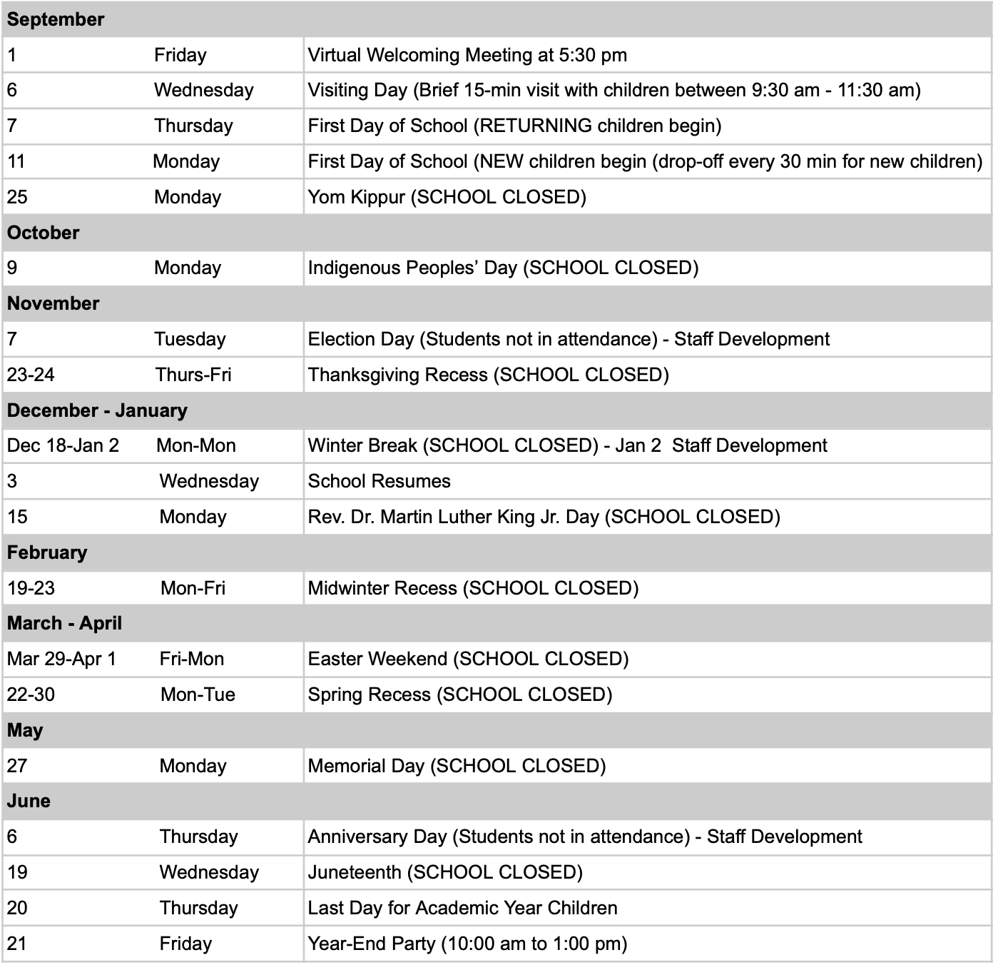 Calendar — GIRAFAS Play & Learn