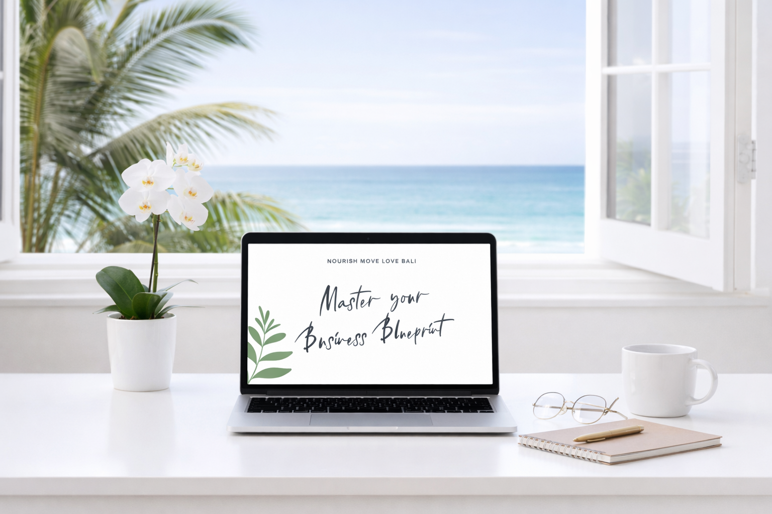 Tropical workspace with business blueprint.png