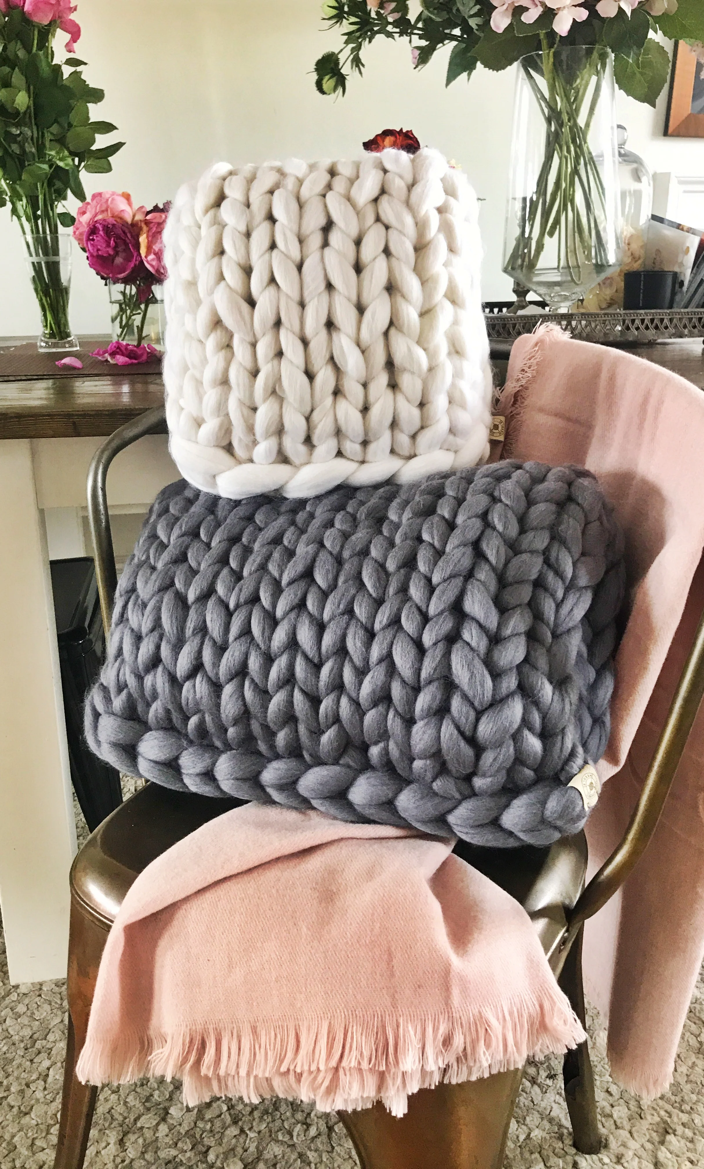 chunky knit pillows