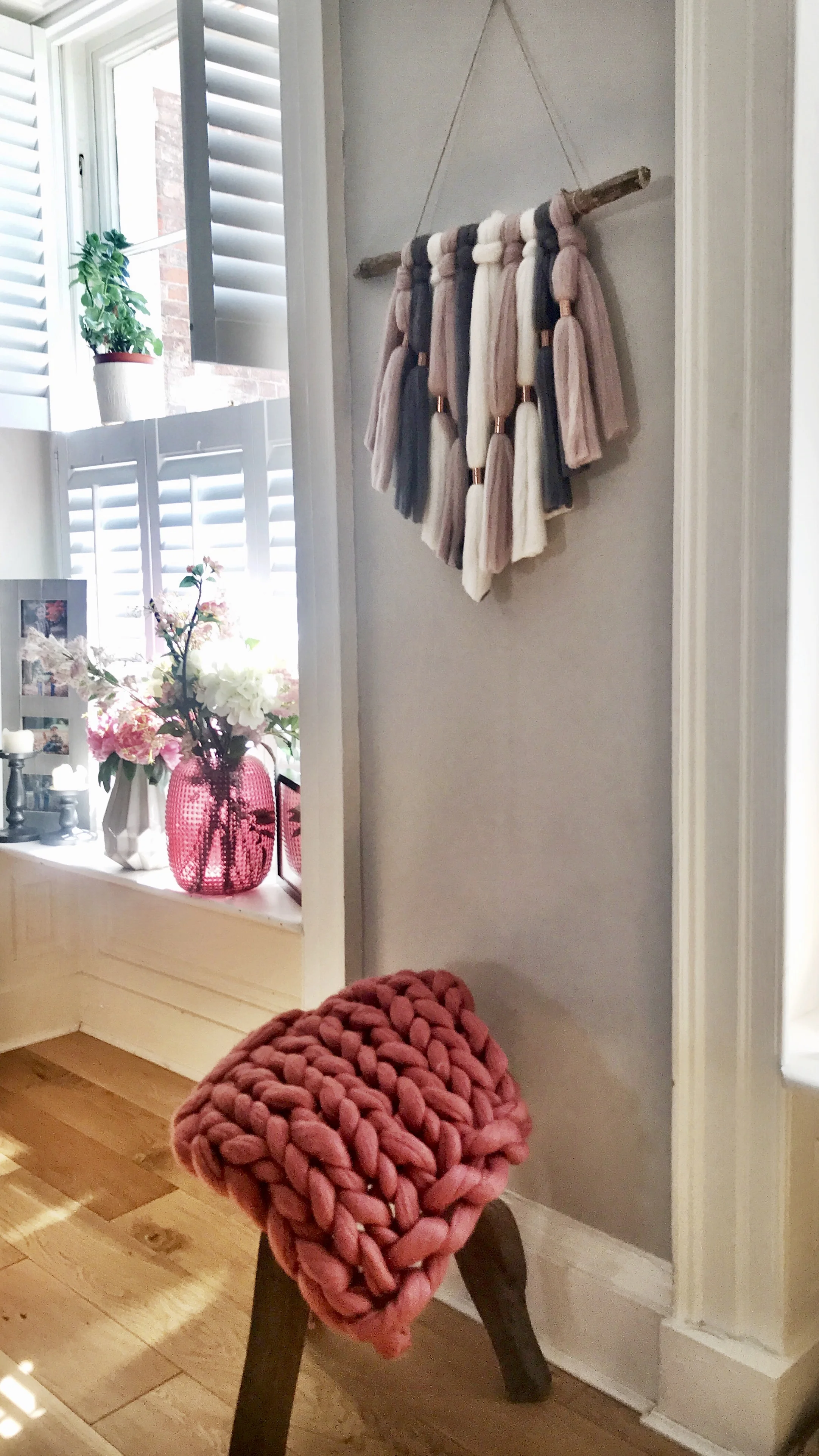 Chunky merino wall hanging.
