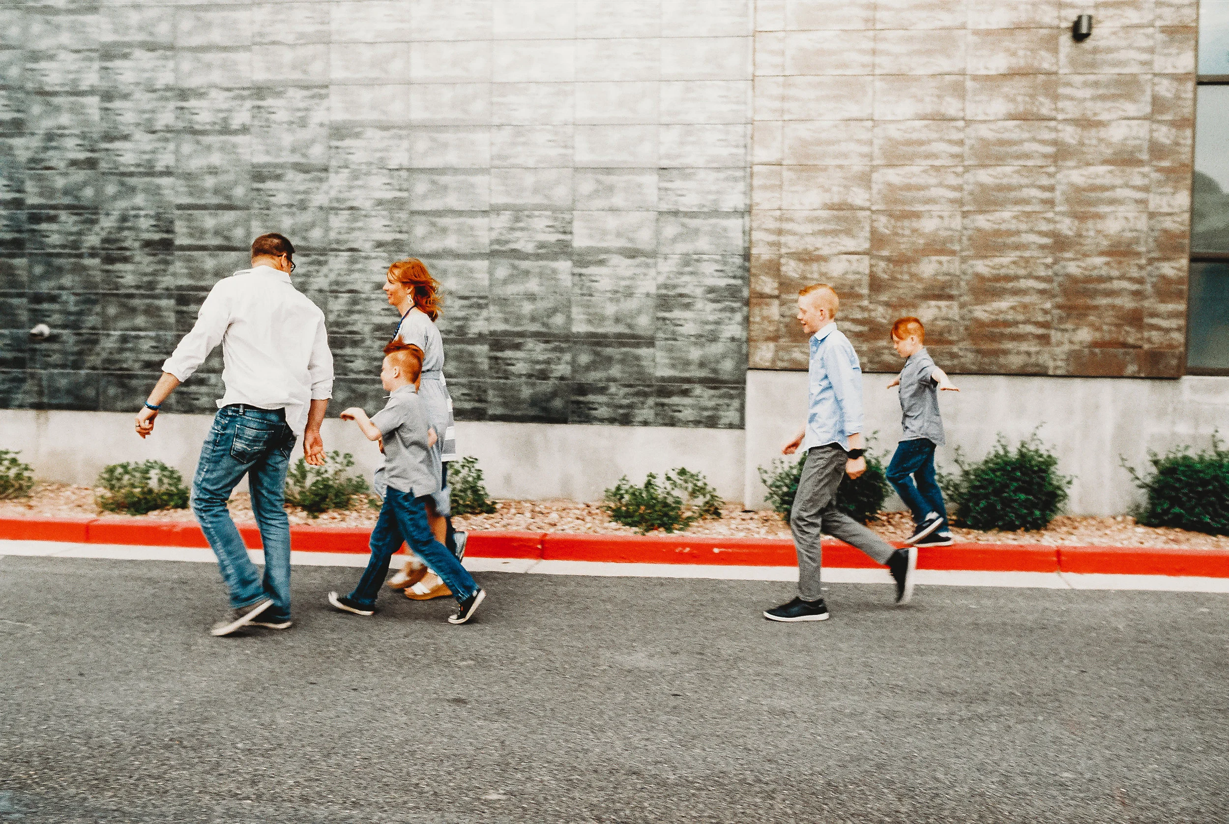 Salt lake city family walking downtown