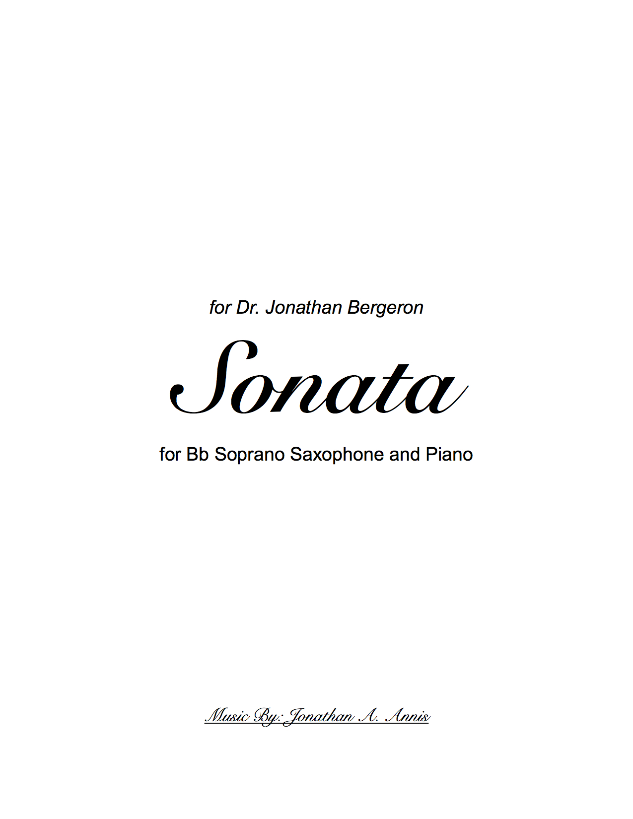 Sonata for Soprano Saxophone and Piano (Digital Download)