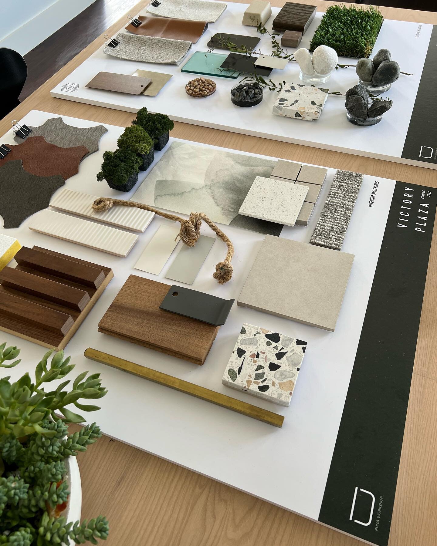 Material board delivery to the @victoryplazaatx Leasing Office&hellip; it&rsquo;s going to be beautiful folks! #runaarchitecture #runainteriors #workshopwithruna @elevatedevelopmentpartners