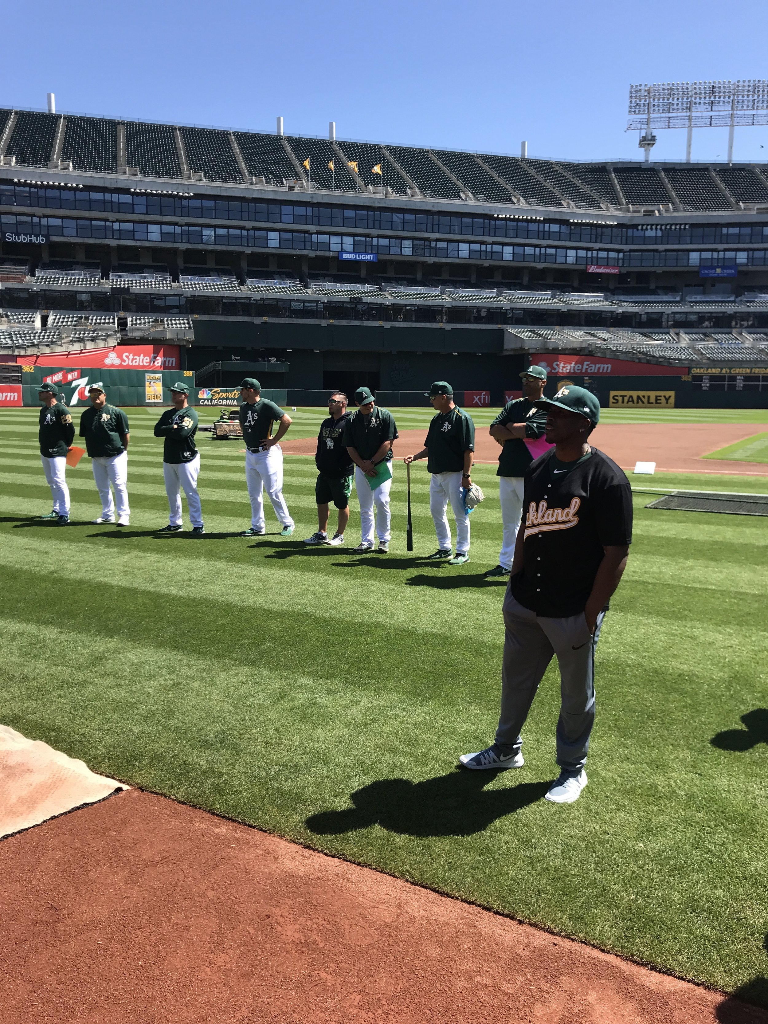 Archie + A's Coaching Staff @ A's Youth Baseball Clinic 04/21/18 (Copy)