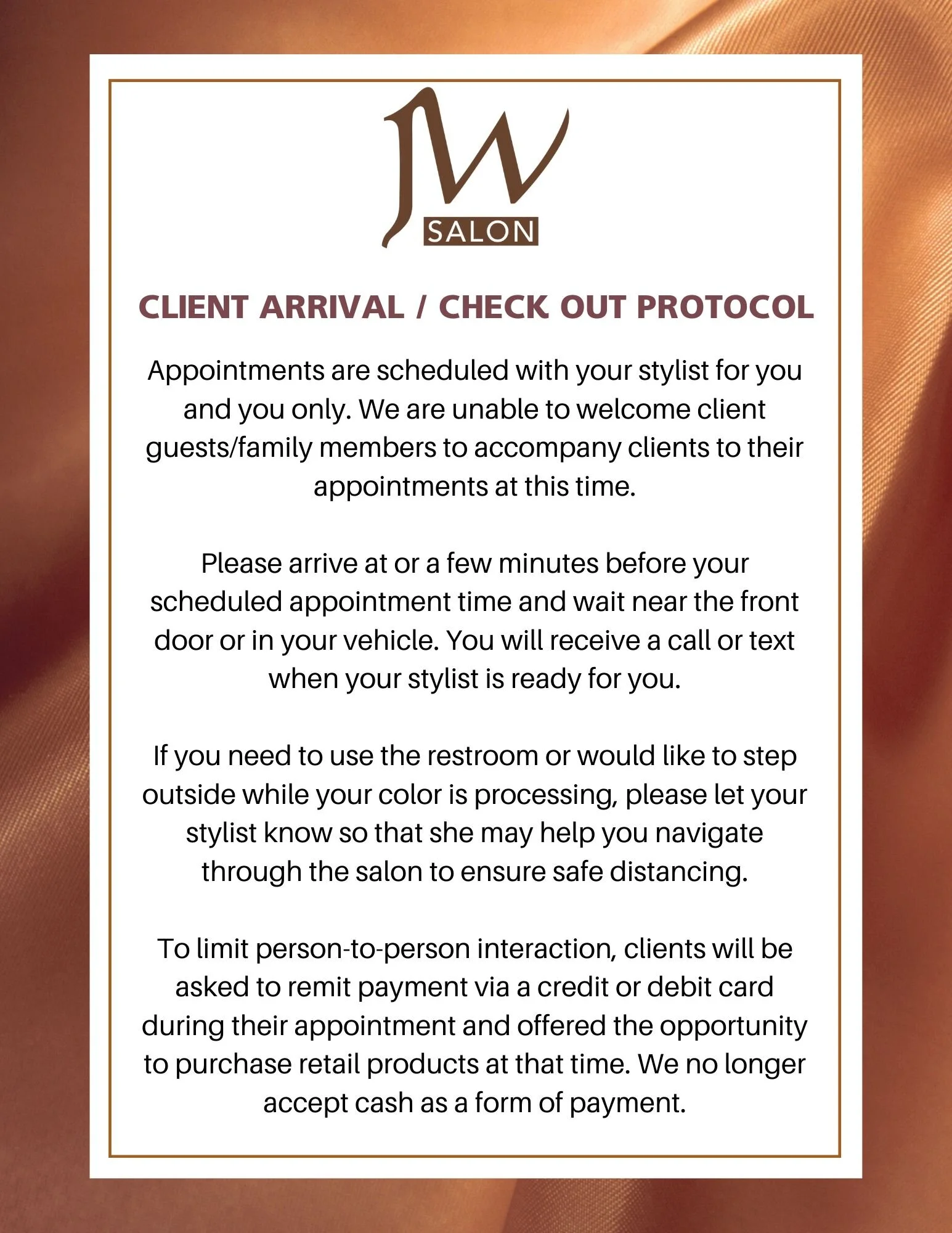 Jw Salon Welcome