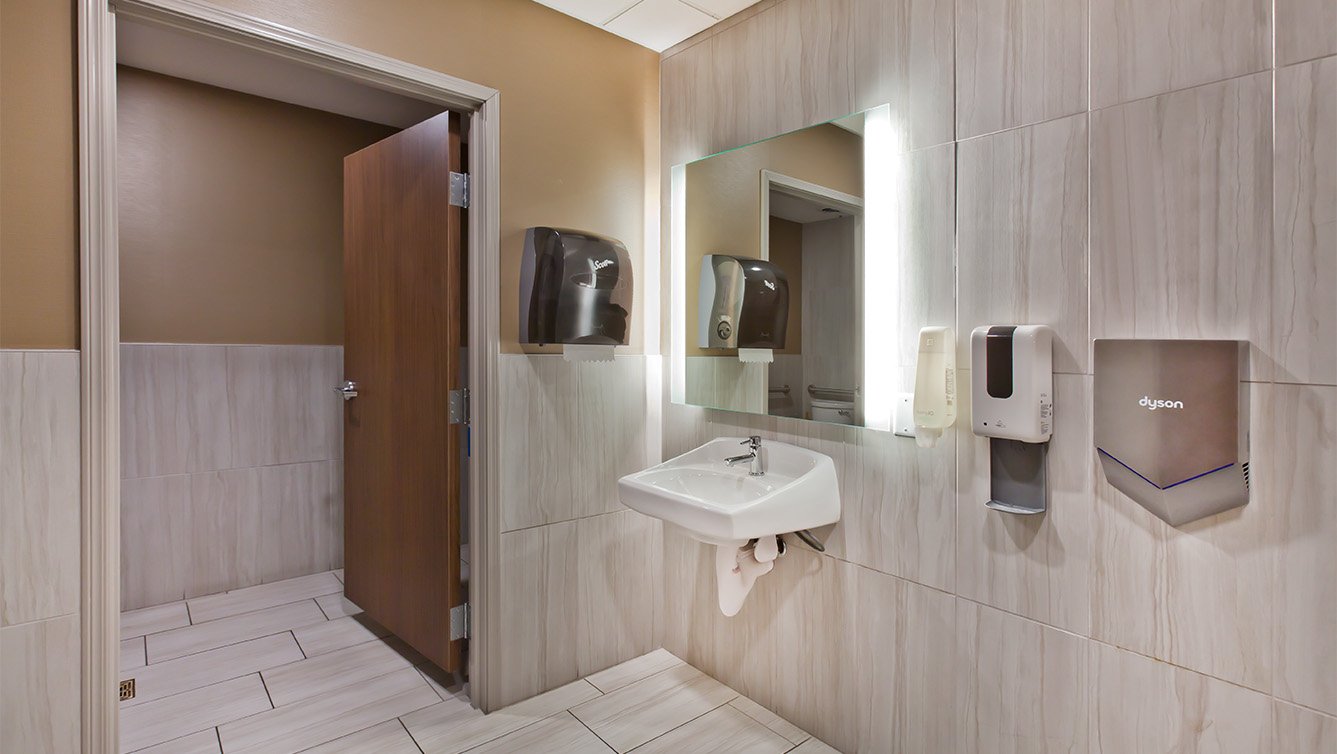 Holiday Inn Express &amp; Suites Hotel Conference Room Bathroom in Green River, UT - Office Architecture Design