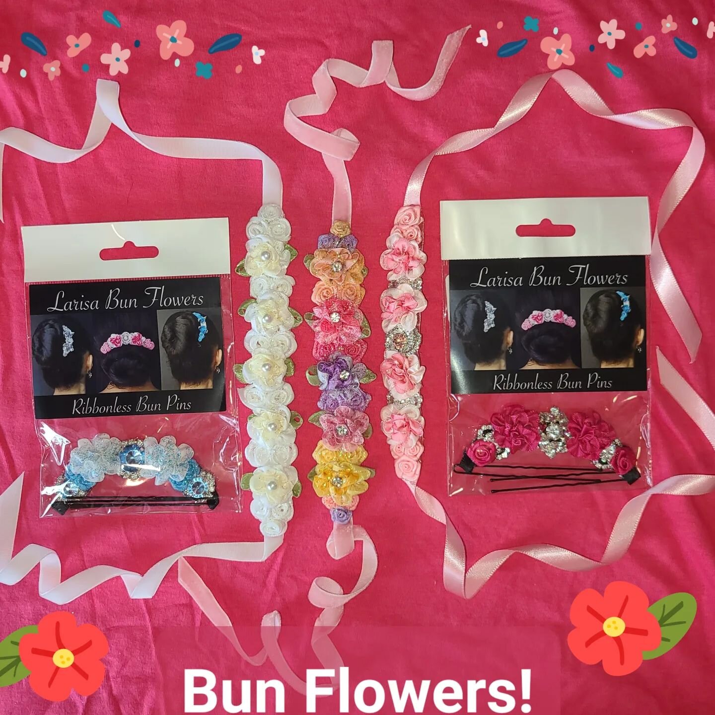 New bun flowers have arrived! With ribbons or pins. Accessorize your ballet outfit with some bling for your bun!

#BunFlowers #BalletBling #Ballet #TeamPointe