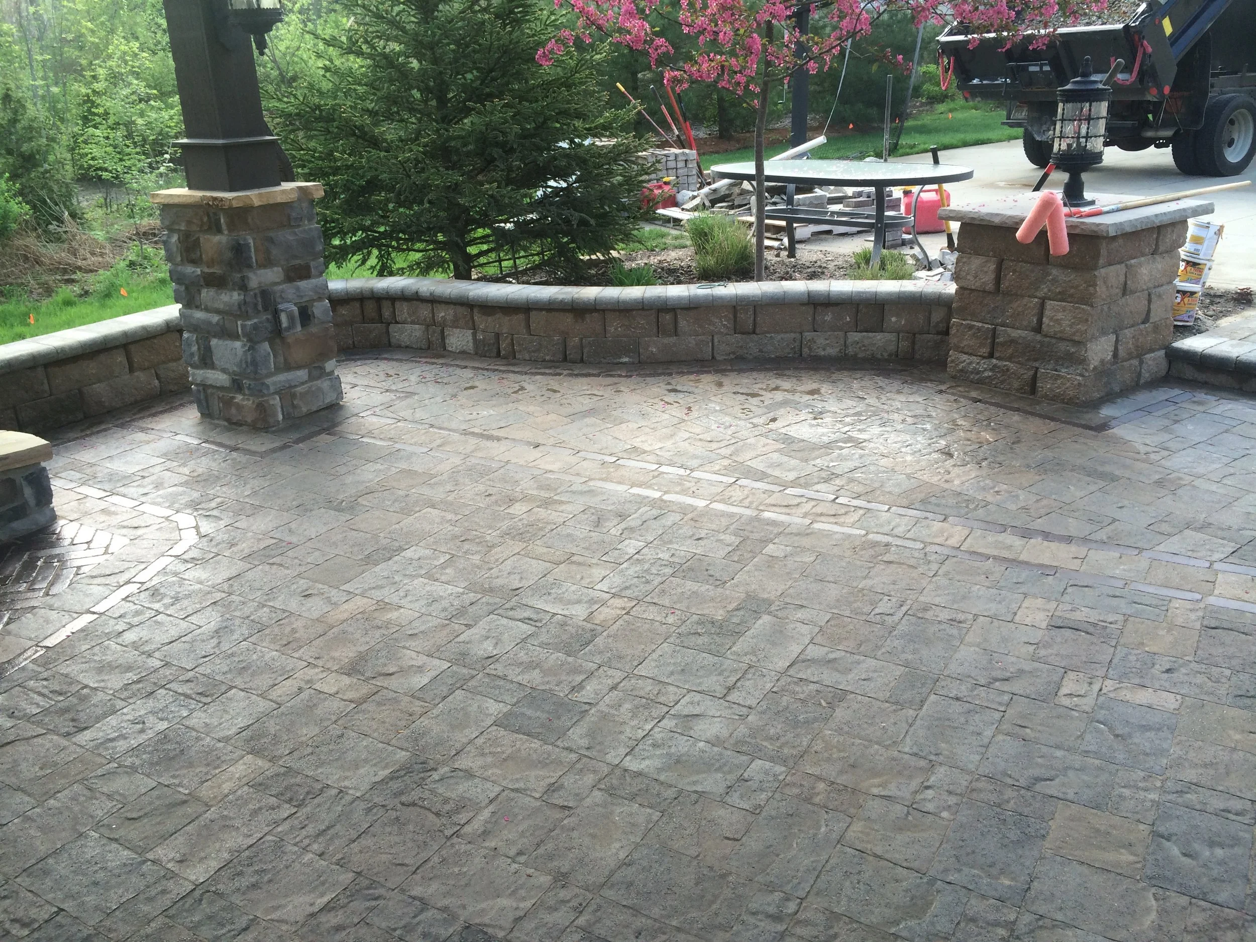 Landscape design with paver patio in Montrose, OH