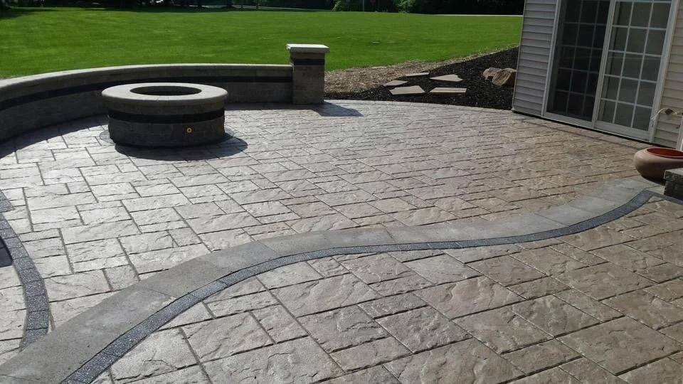 Paver patio with fire pit in Copley Township, OH