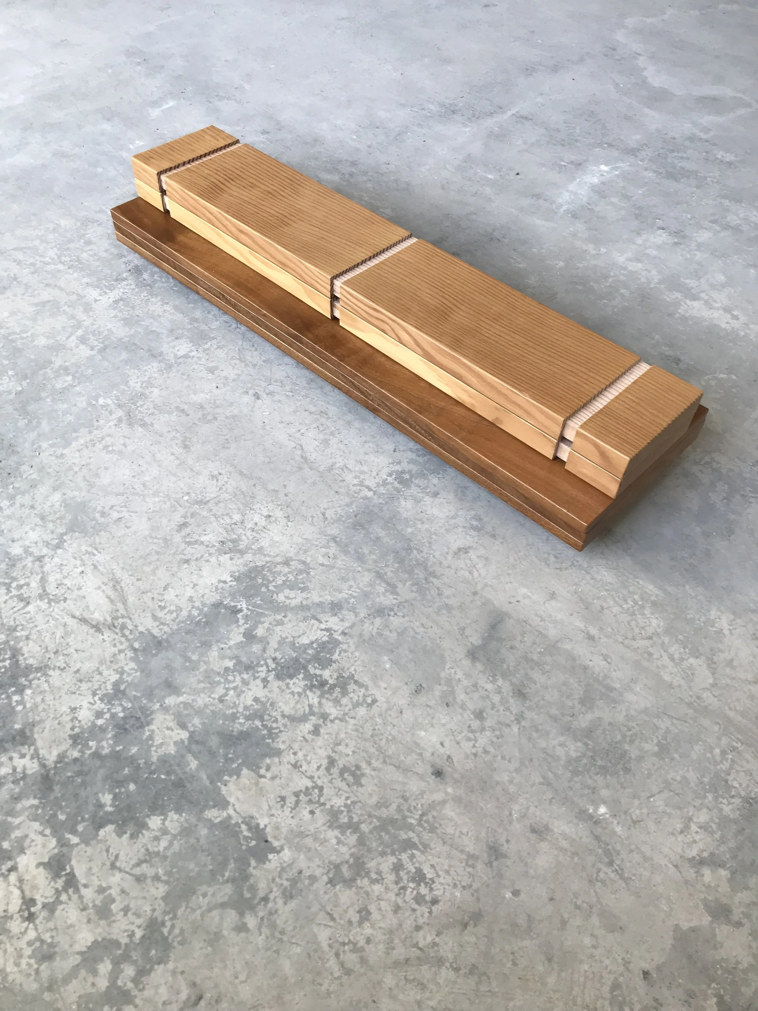  Mahogany, veritcal grain Douglas Fir, no hardware. 
