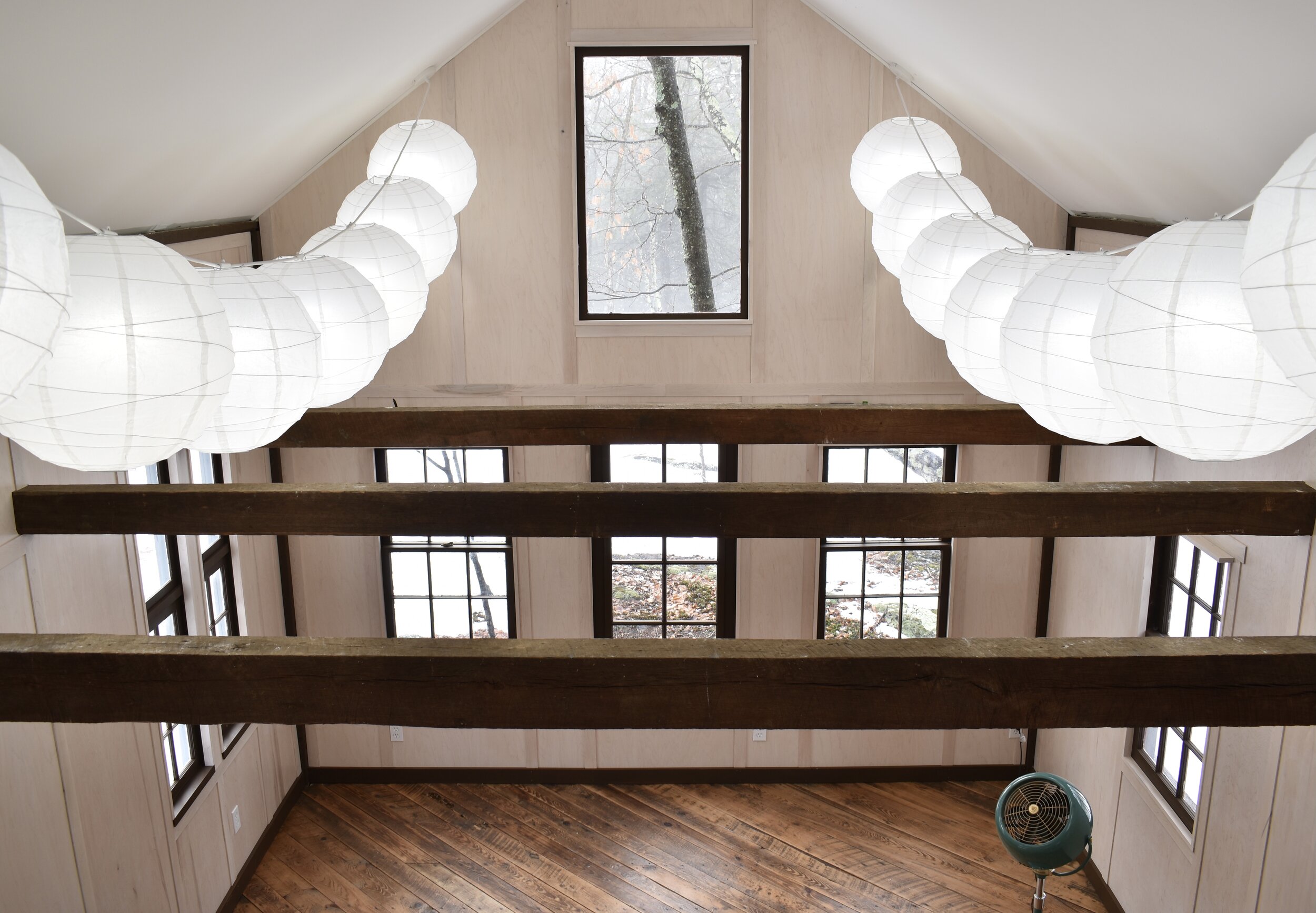  Bright, diffused work light is provided by paper globes. 