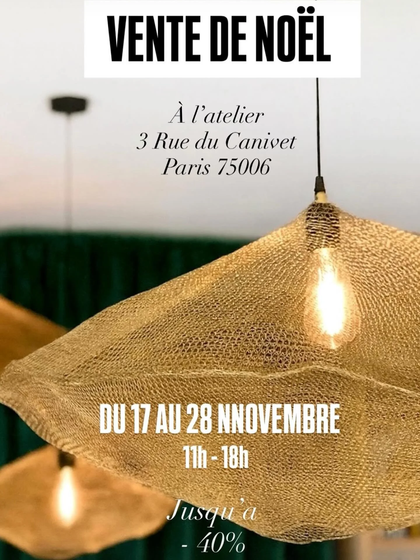 VENTE DE NO&Euml;L jusqu&rsquo;a -40% du 17/11 au 28/11 &agrave; l&rsquo;Atelier au 3 rue du Canivet 75006 Paris. DE 11H A 18H #objets #cadeau #no&euml;l #christmastime #d&eacute;coration #vases #luminaires