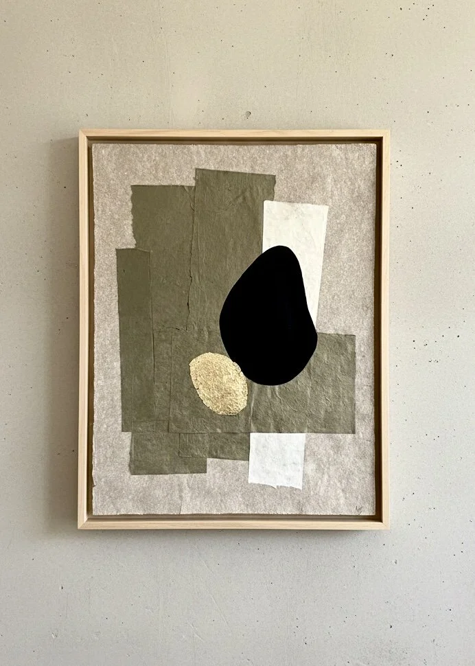 Collage Kaki sur chanvre