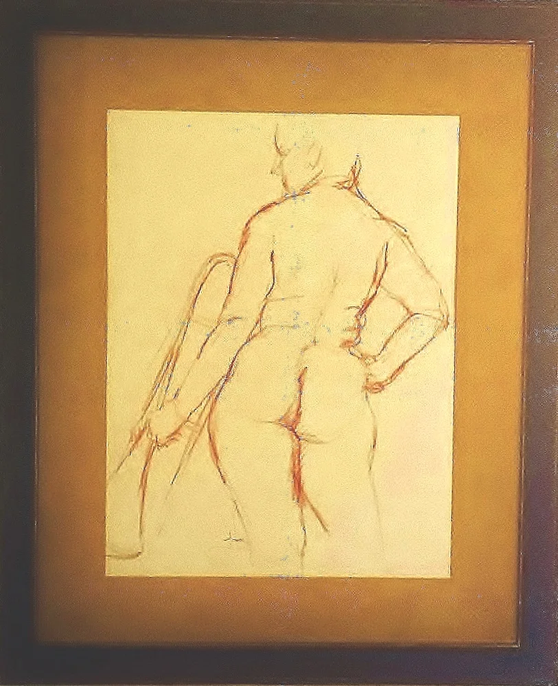 Nude with a Trumpet. by Juan Rodriguez