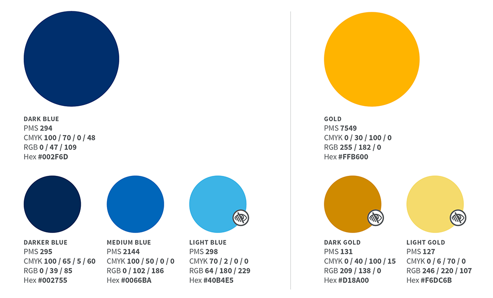 Blue and gold color palette illustration