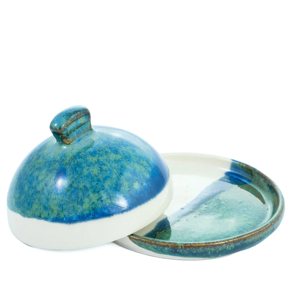 Siobhain Steele Ceramics Butter Dish Aqua Ridge design1 €55.jpg