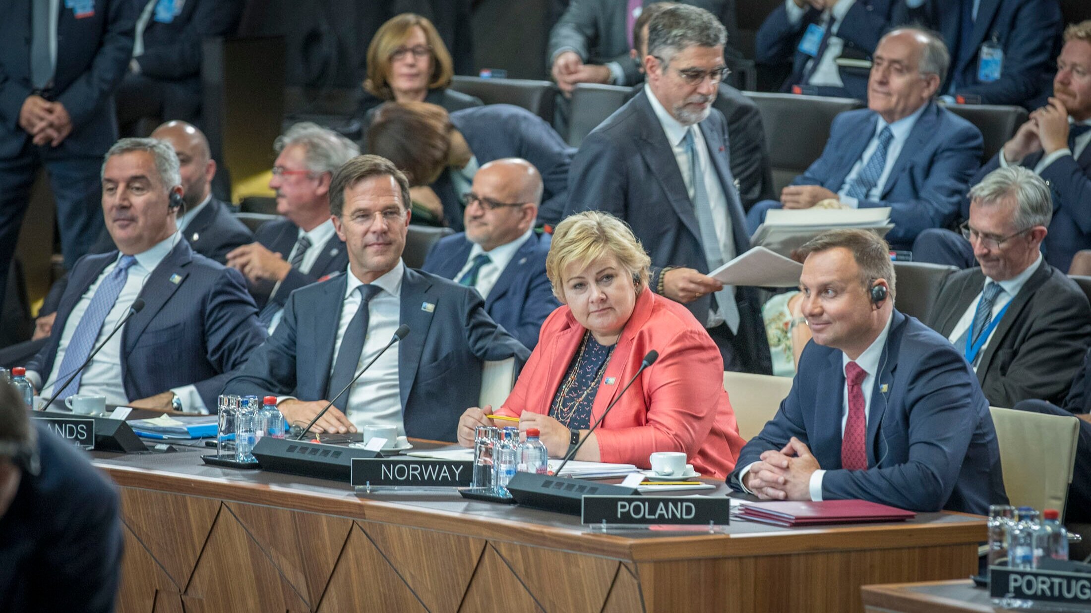   Photos provided by Televic, of the first North Atlantic Council meeting at the new NATO HQ in Brussels, May 9, 2018, using Televic Conference Equipment. Used with permission.  