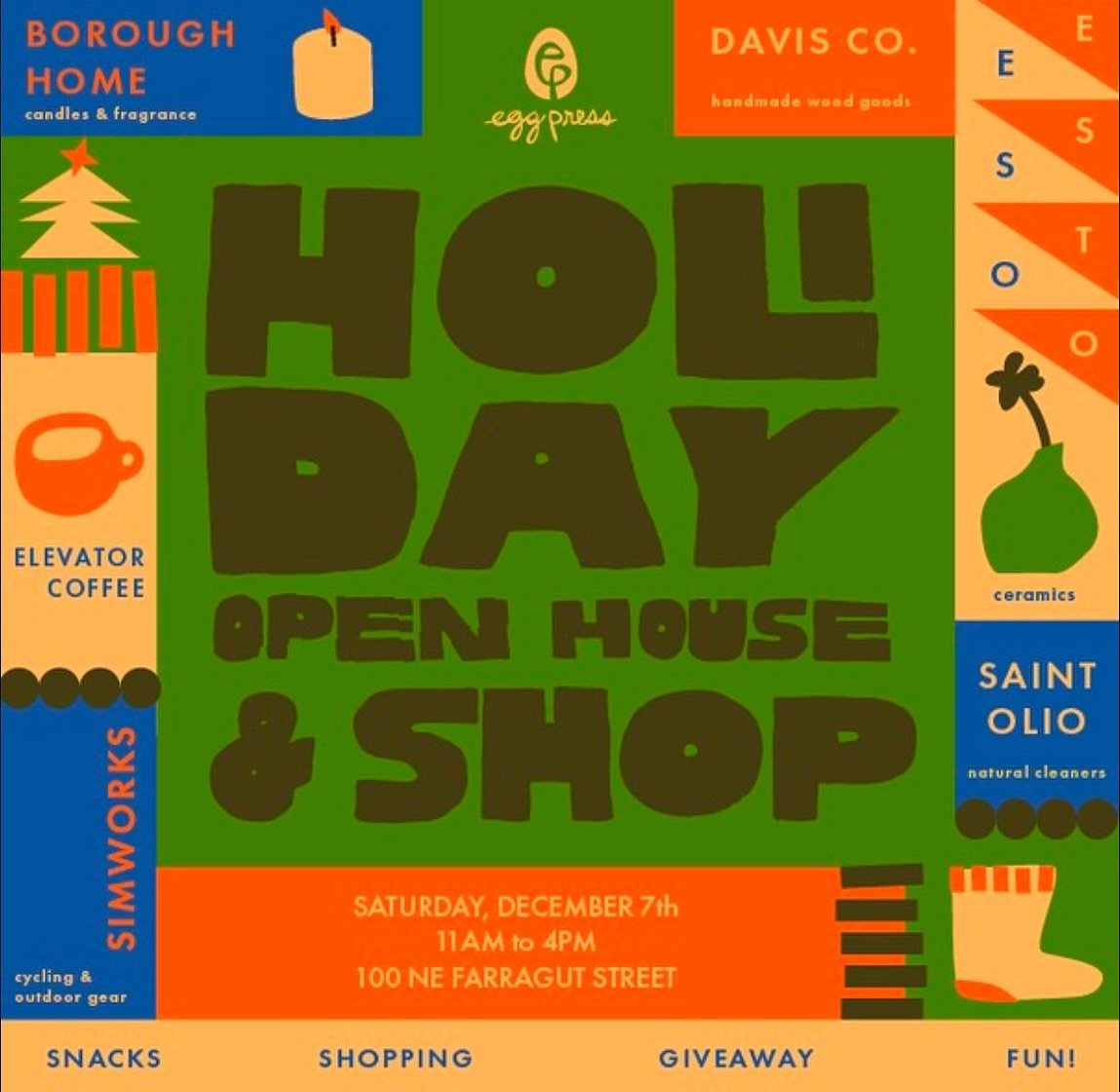 Come see us and visit @eggpress at their holiday market on Saturday (tomorrow!) for snacks, shopping, giveaways, and fun. 
.
You can also get 40% off all @eggpress cards tomorrow ONLY at their open house. Stock up for the new year or pick up some cut