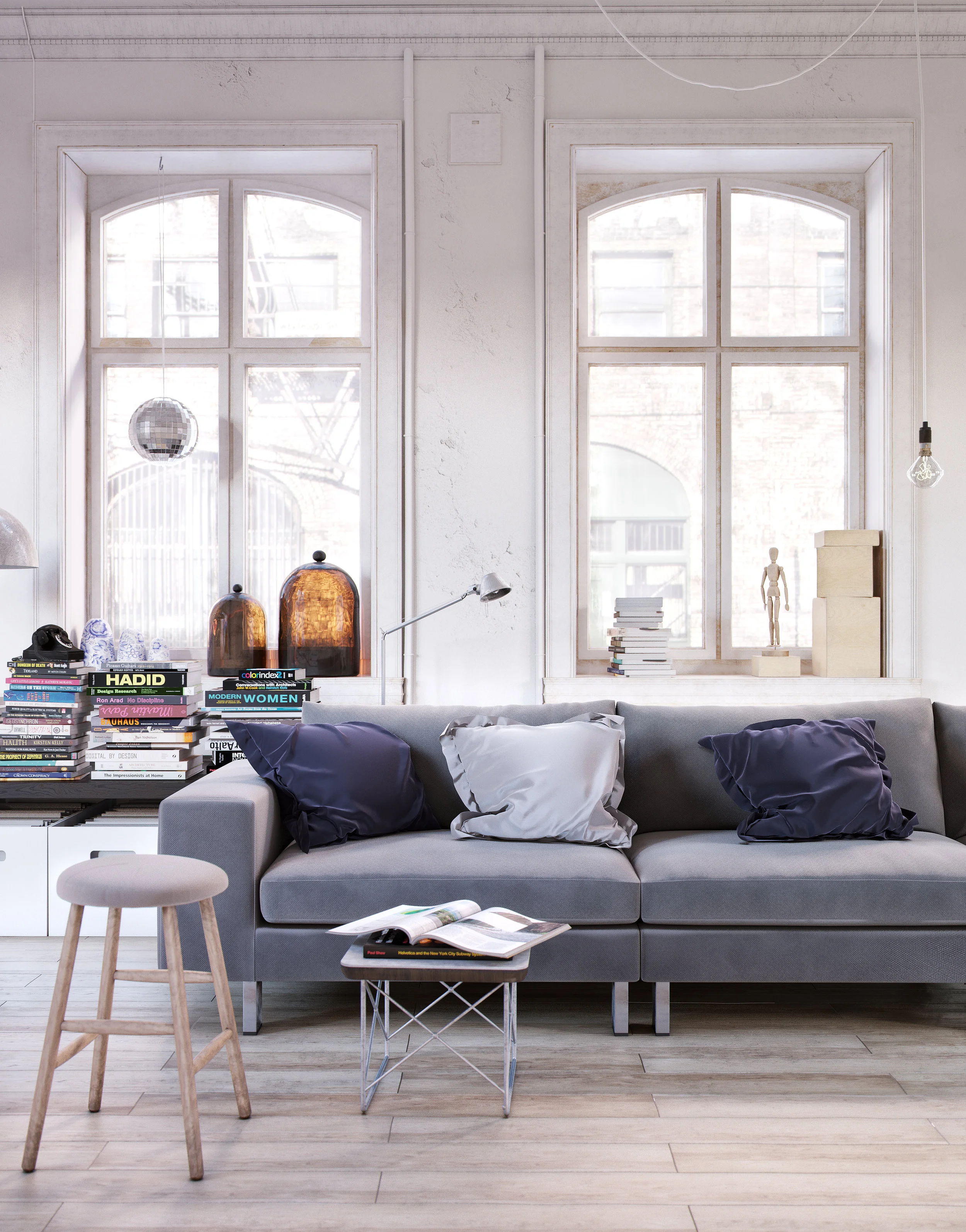 Architectural Warehouse Style Interior CGI of a penthouse flat | 3D Visualisation Studio | Glasgow