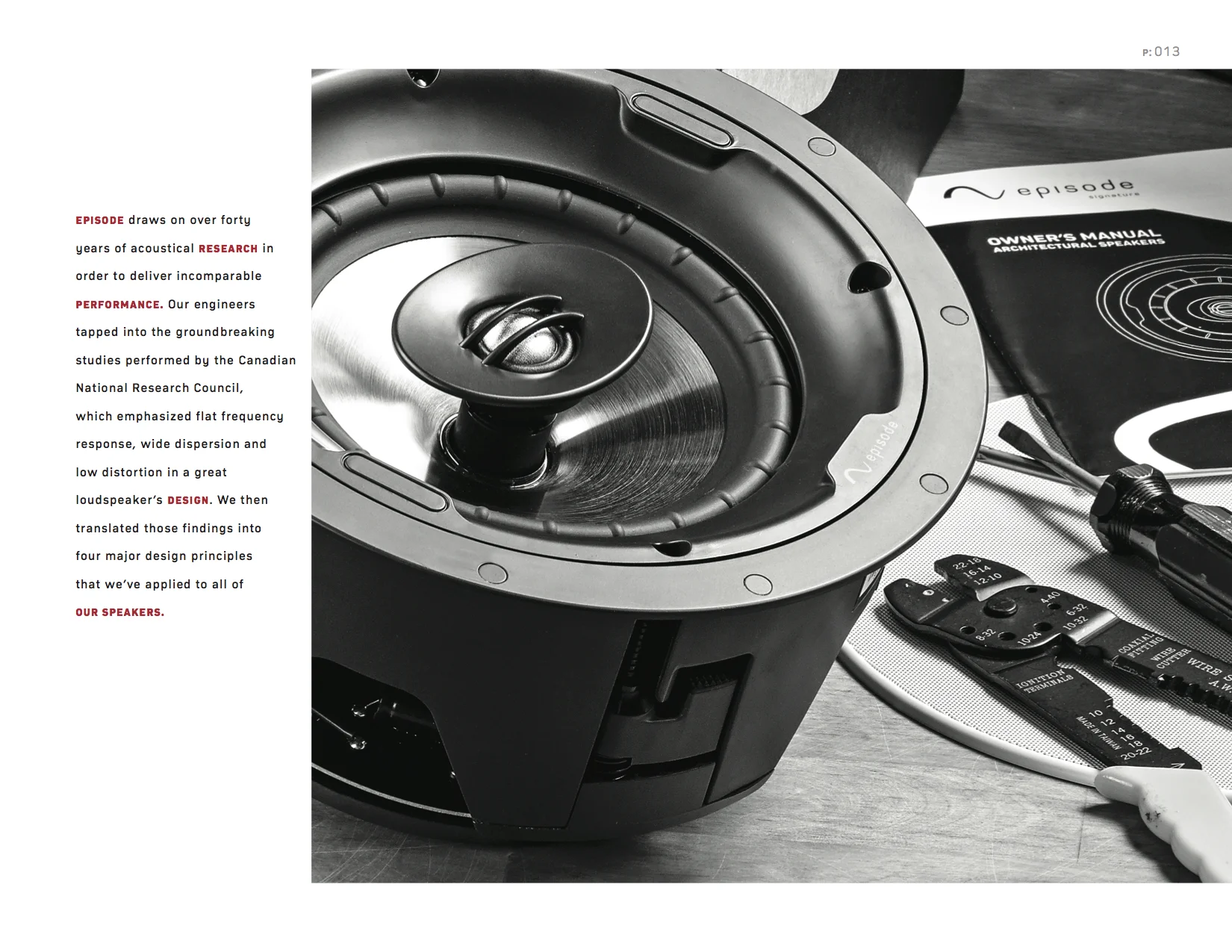 Close-up image of round in-wall speaker, highlighting center tweeter.