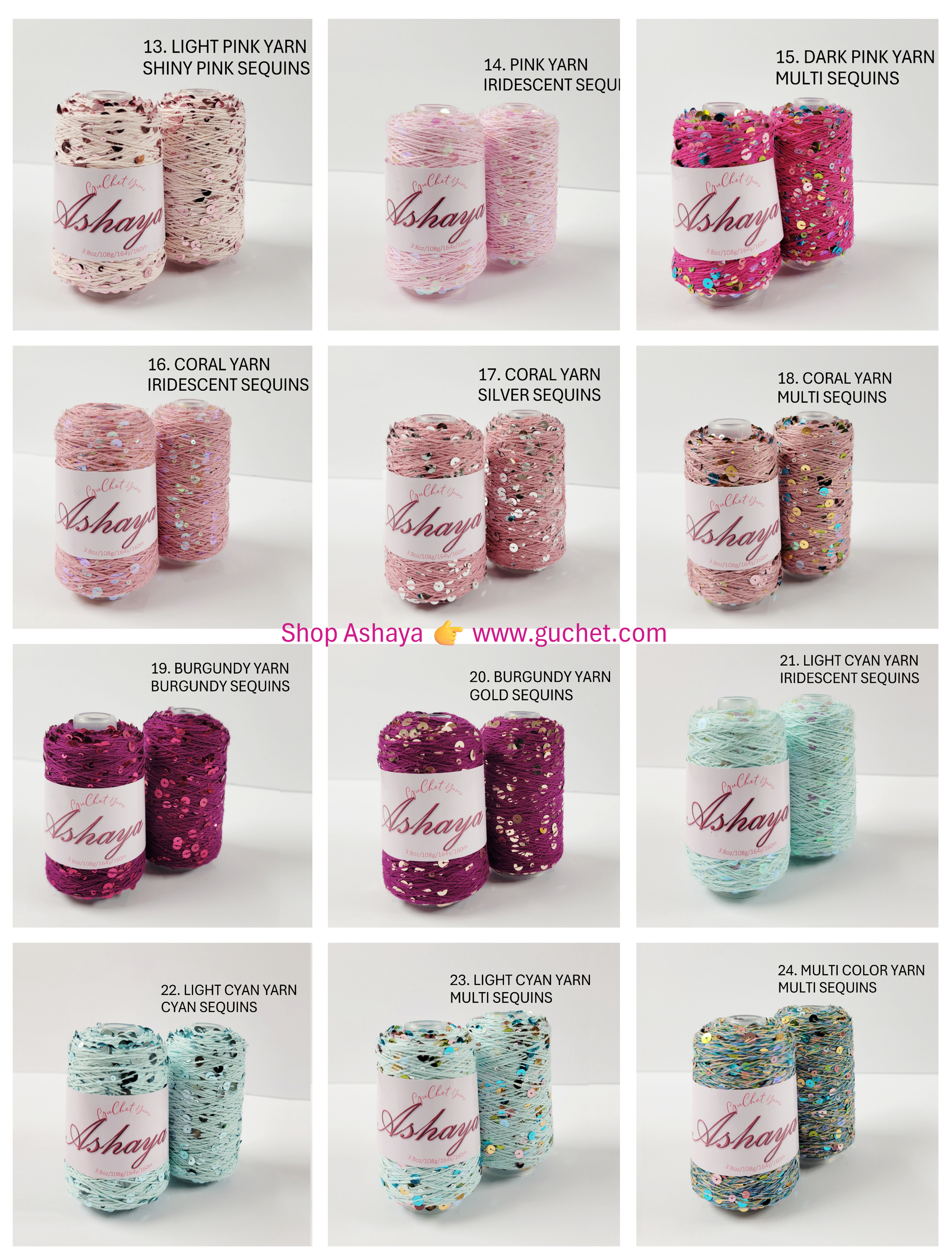 Sequins Yarn by GuChet, Guchet Yarns, Shiny Yarn, Yarn for Crochet Clothes,  Cotton Yarn, Ashaya yarn, Glitter Yarn, www.guchet.com