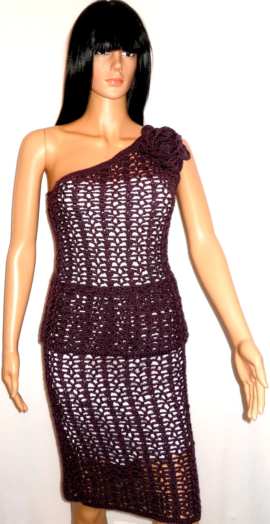 white christmas dresses Cold Shoulder Bell Sleeve Shirt Dress Crochet Detail White main image 0