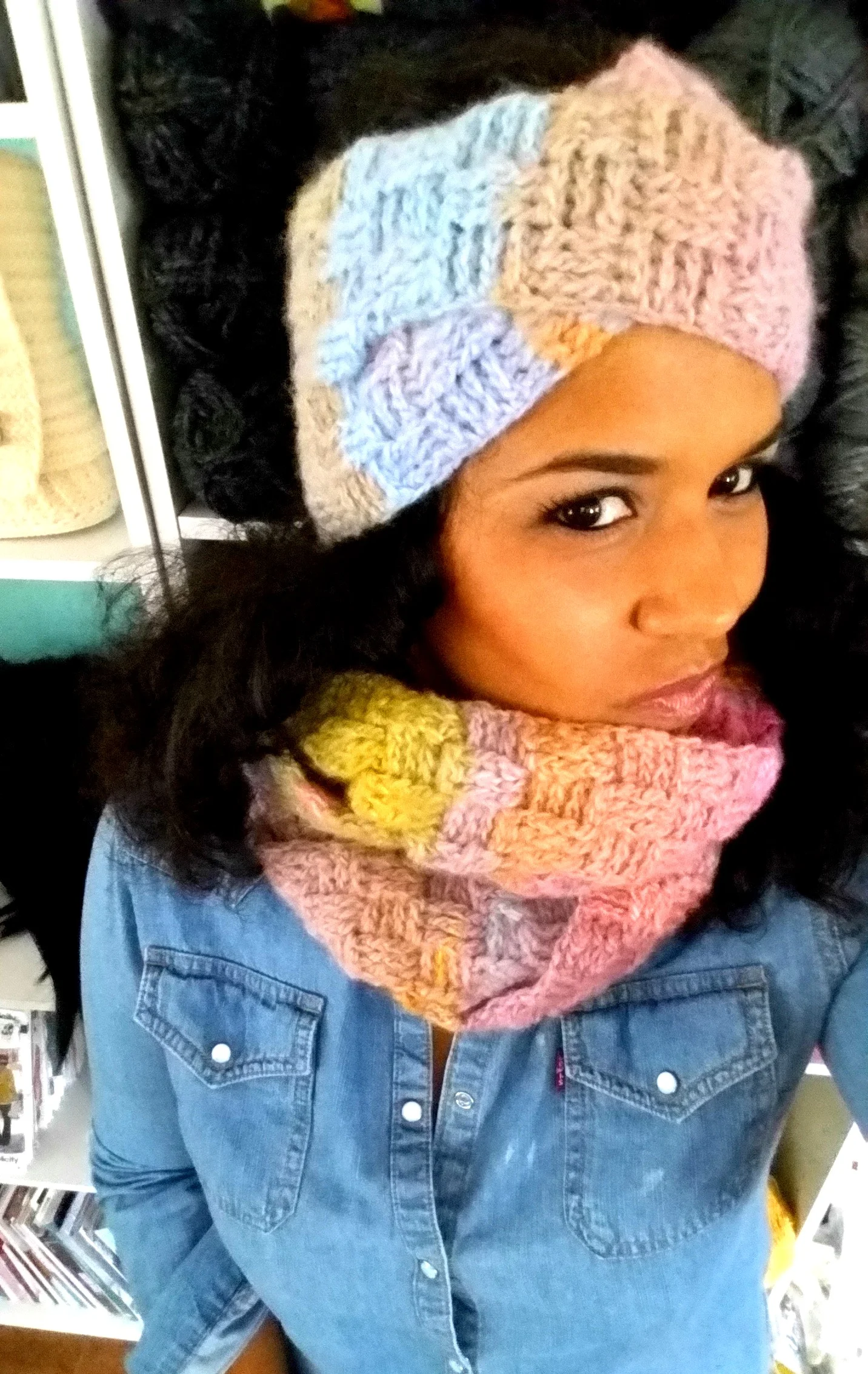 Basketweave Stitch Headband & Matching Cowl