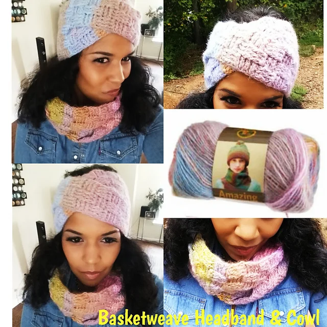Basketweave Stitch Headband & Matching Cowl