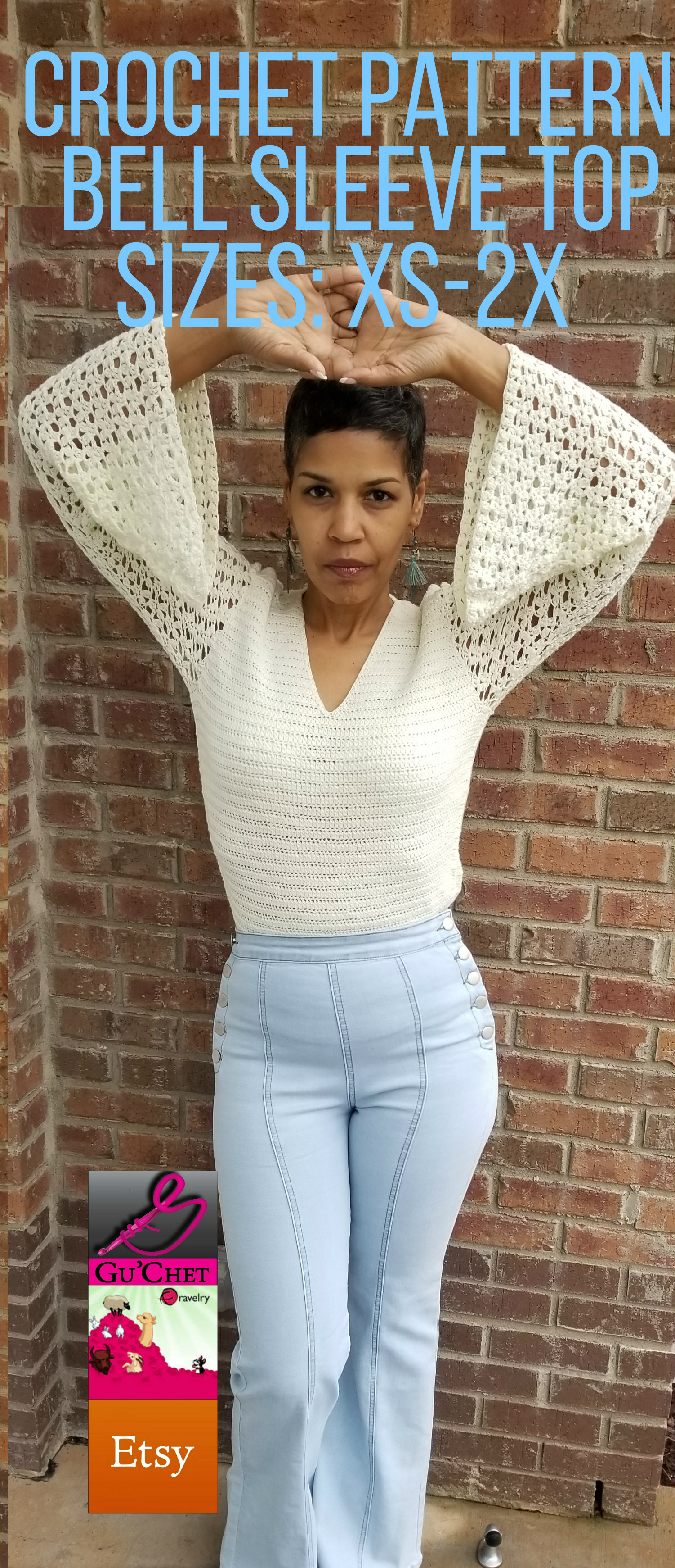 Crochet Bell Sleeve Top Pattern by GuChet